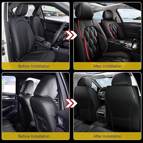 Miniatura 6 de AOMSAZTO Funda para Asiento de Coche 2 Asientos Delanteros Compatible con Mazda 3 2010-2019, Protector de Asiento de Coche de Cuero, Fundas para