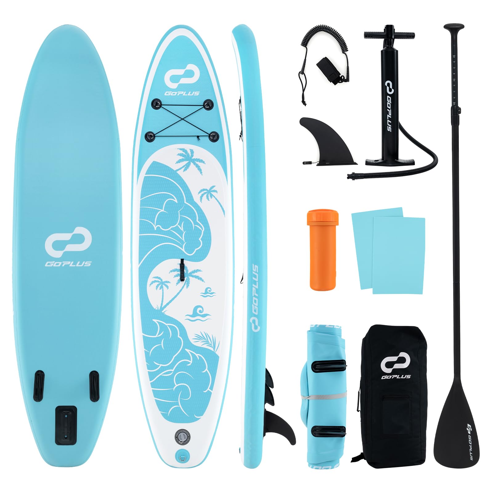 Goplus Inflatable Stand Up Paddle Board, 10FT/10.5FT/11FT SUP with Accessory Pack, Adjustable Paddle, Carry Bag, Fin, Hand Pump, Leash, Repair Kit