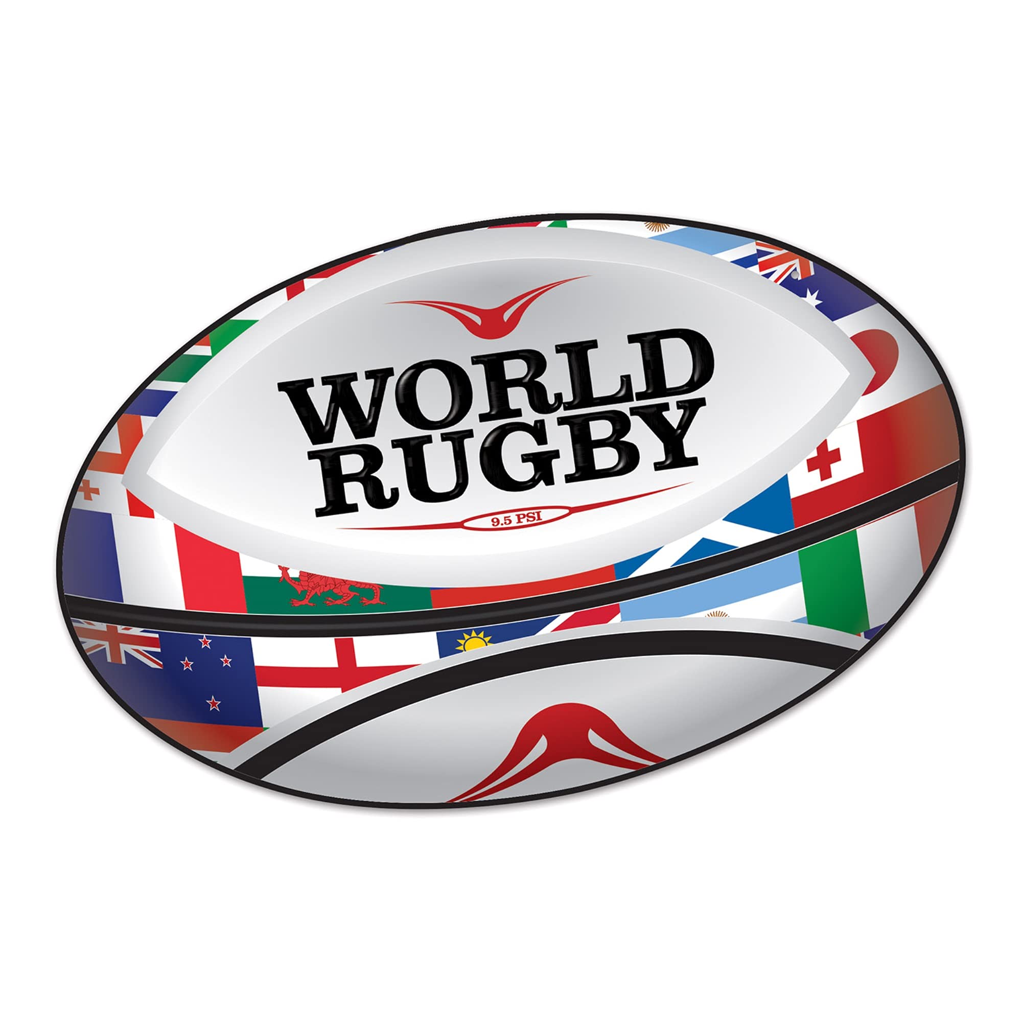 Beistle Multi-Coloured 53749 Large Rugby Ball 14" Cutout Rugby Style Party Decoration