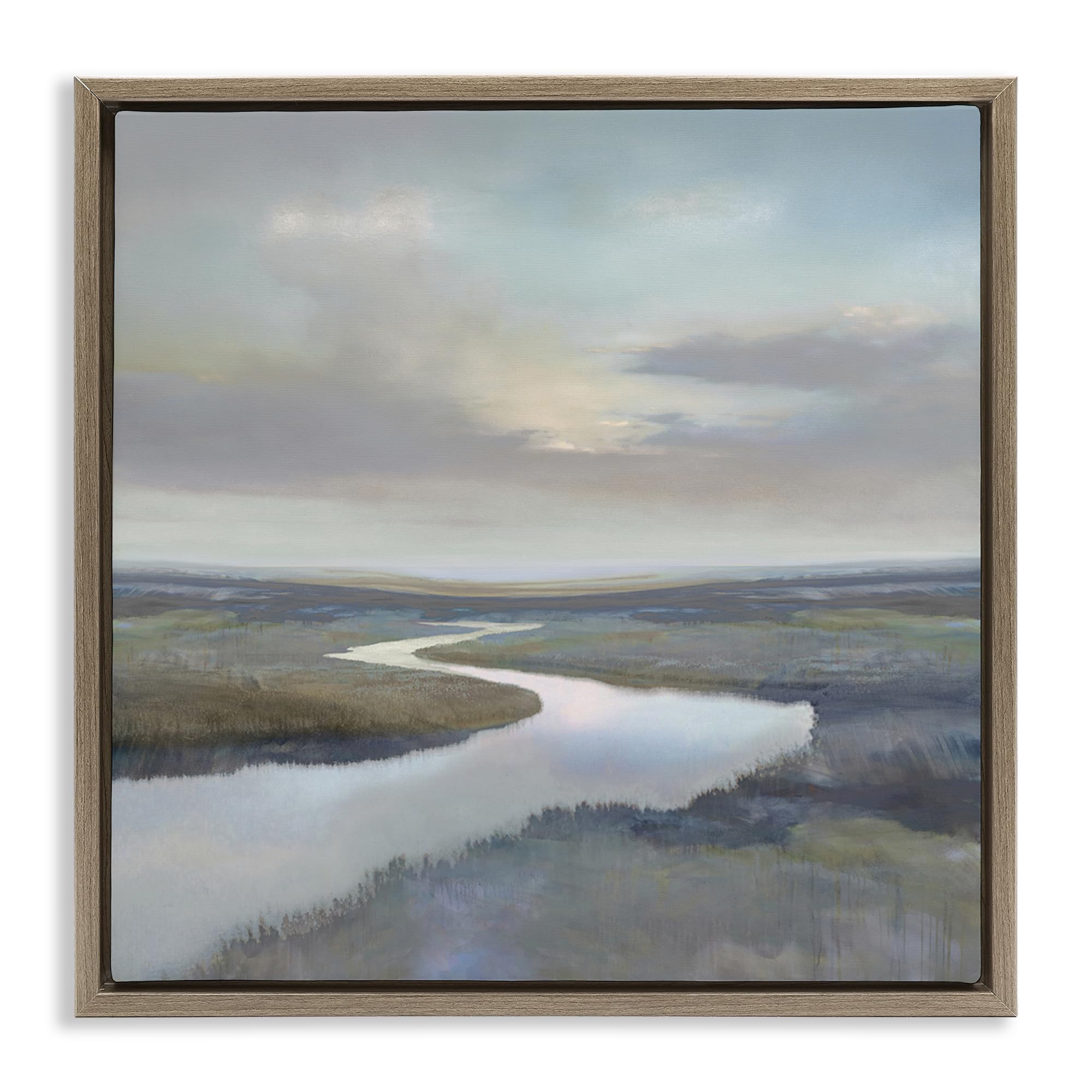 Stupell Industries Montalcino Elm (Textured) Calm Riverbend Landscape Serenity, 24 X 24 Inch Canvas In Floater Frame