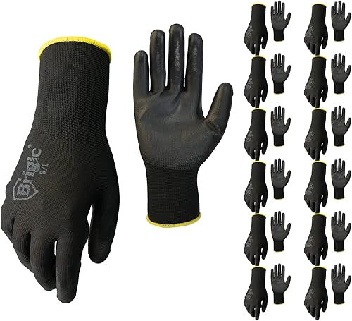 12 pares de guantes de trabajo con revestimiento de poliuretano, guantes de trabajo ecológicos para hombres y mujeres, excelente agarre, paquete a