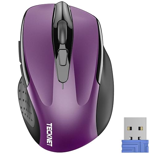 TECKNET Wireless Mouse 2.4G Ergonomic Computer Mouse 2600 DPI Purple