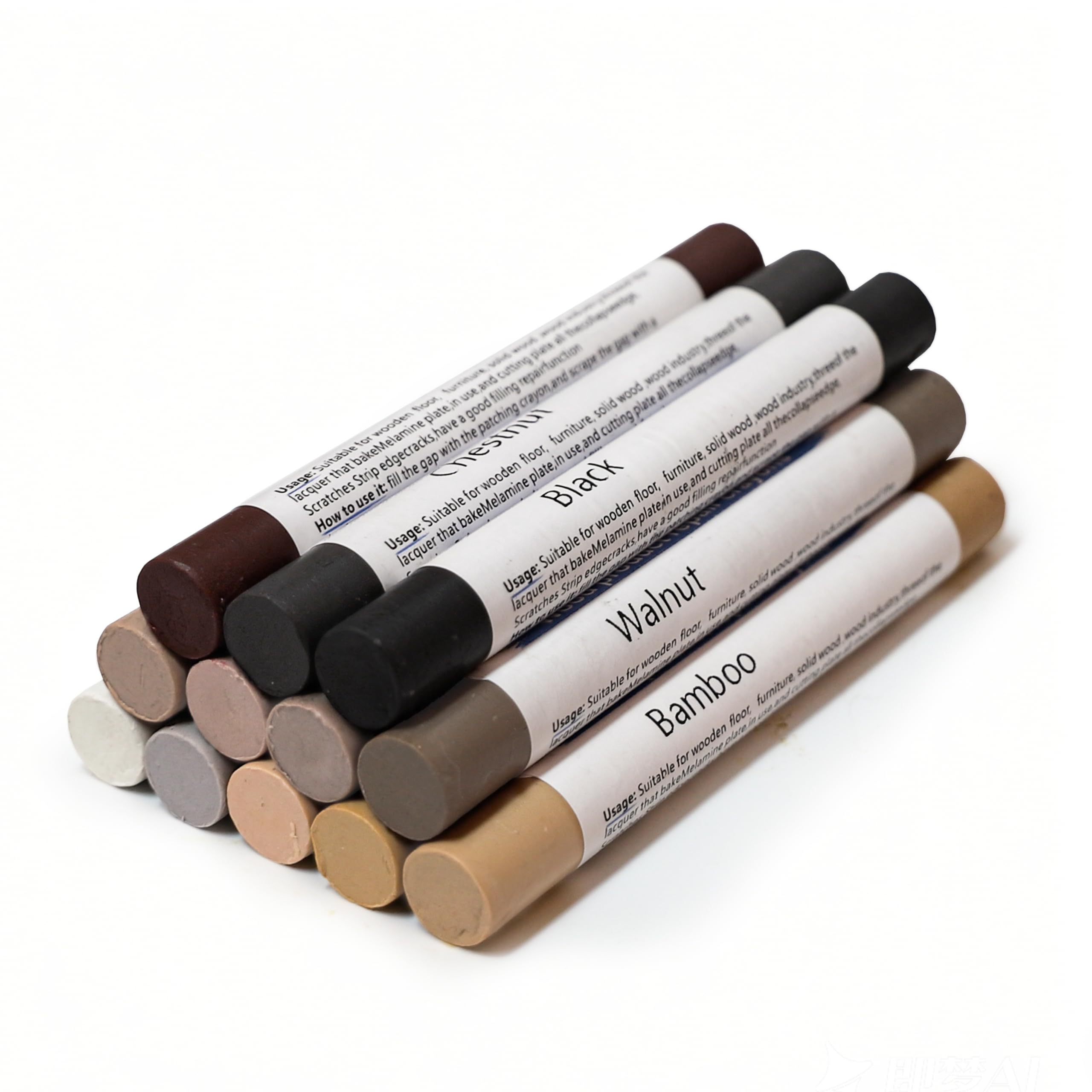 Wood Filler Sticks 12 Color Furniture Repair Wax Crayons with Scraper for Scratches Cracks Holes Stains in Floors