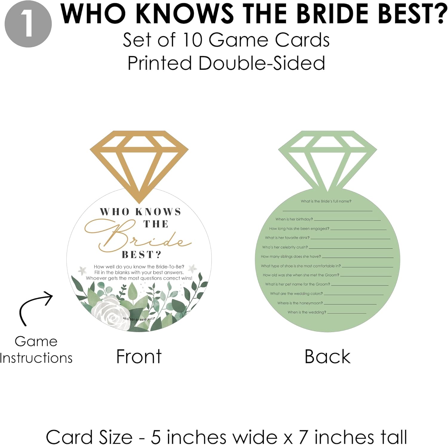 Big Dot of Happiness Boho Botanical Bride - 4 Greenery Bridal Shower Games - 10 Cards Each - Gamerific Bundle : Home & Kitchen
