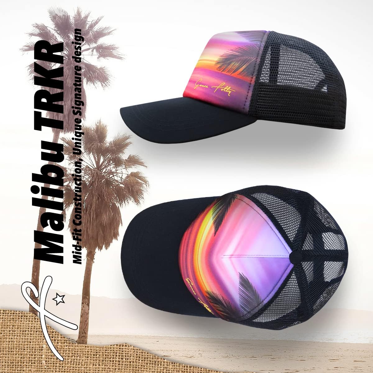 Grace Folly Foam Trucker Hat Snapback Mesh Baseball Cap for Men or Women - Image 3