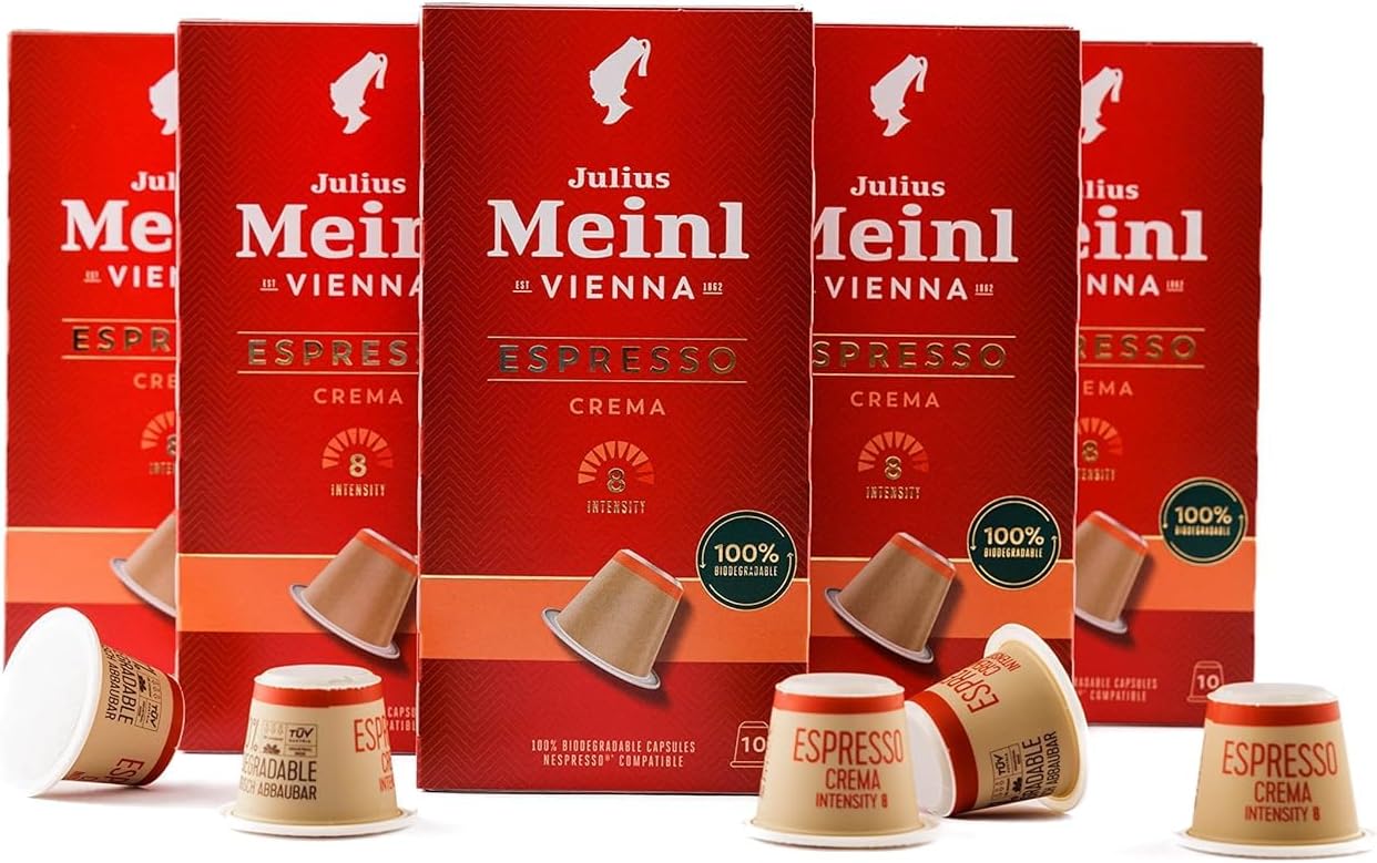 Pack of 50 Espresso Crema Capsules 10x5.6g | Intensity 8 |100% Biodegradable|