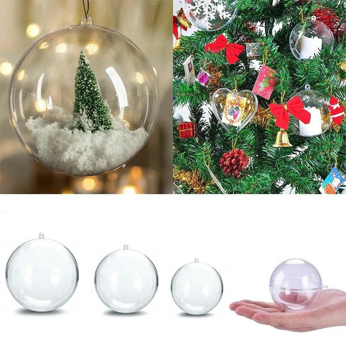 Bola Transparente de Navidad, Adorno rellenable, Adornos Colgantes para árbol, decoración del hogar para el hogar, Caja de Regalo para Fiesta de Boda, 10 Uds.-12cm