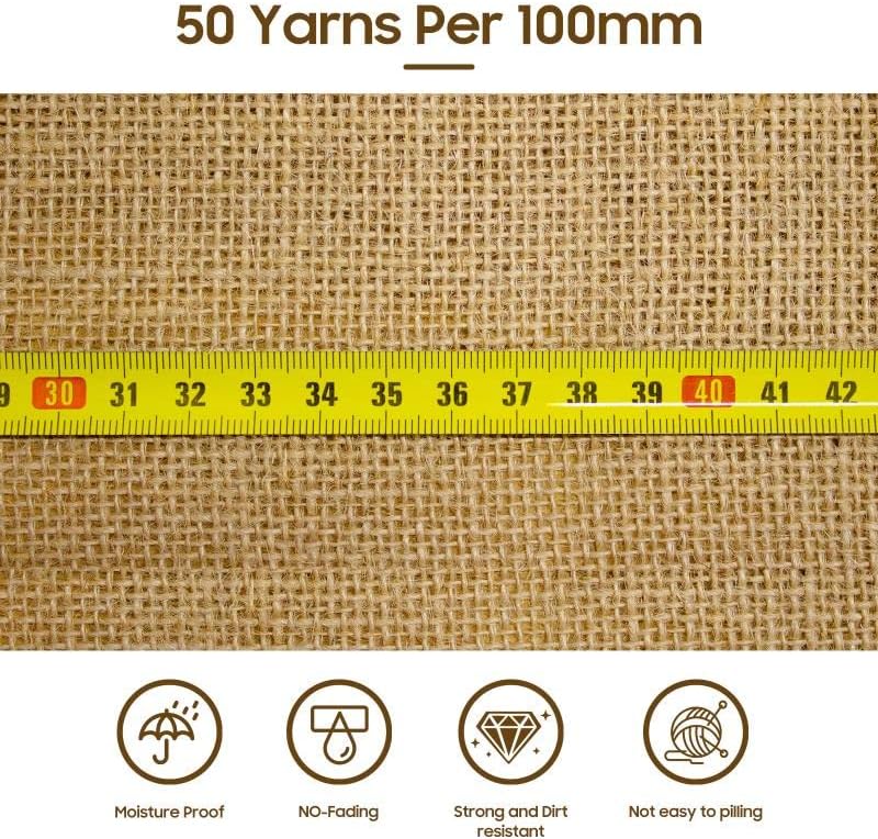 Miniatura 3 de Rollo de tela de arpillera natural tela de yute de 63 x 164 pies por el patio protector de tronco de árbol cubiertas de plantas de arbusto de rosa