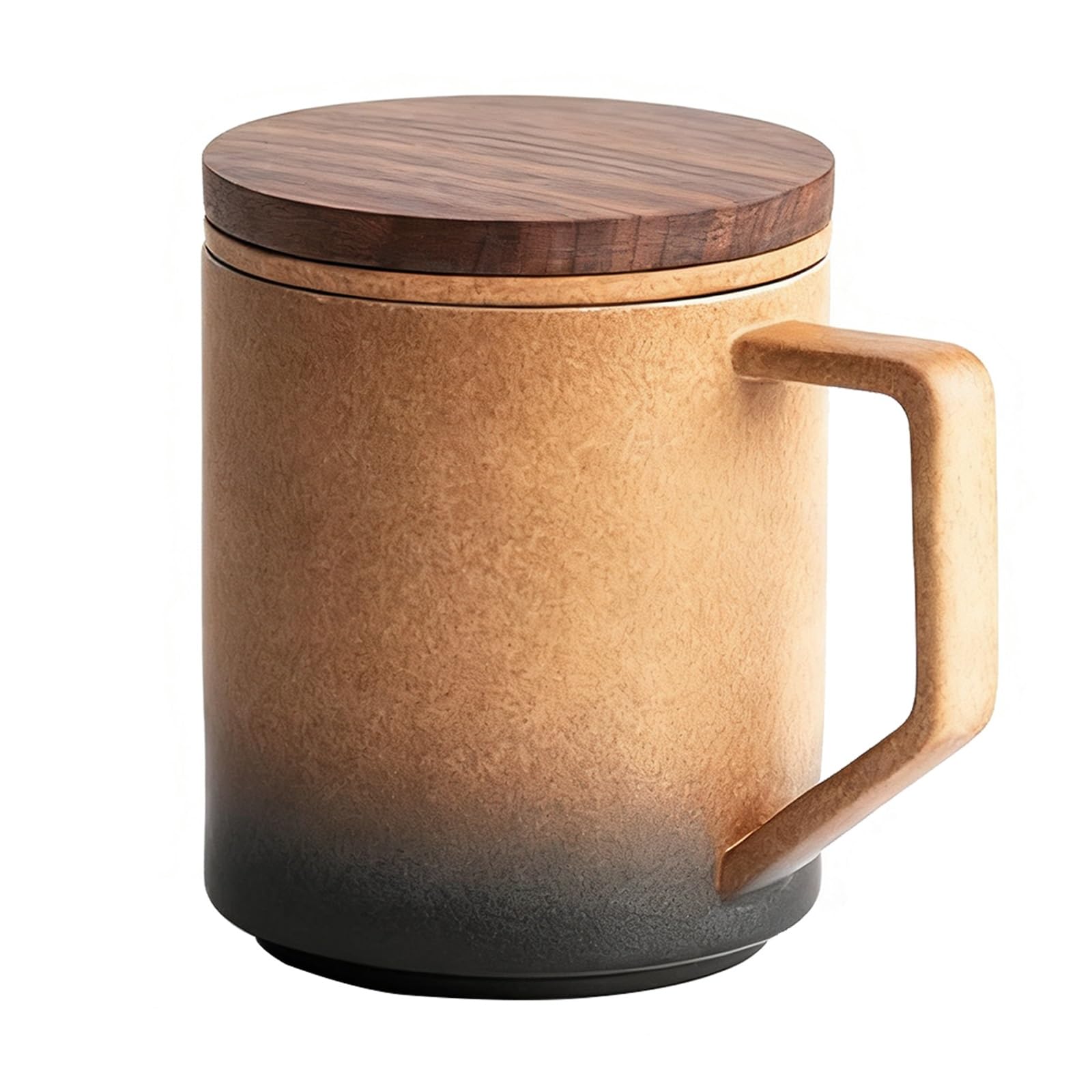 Taza de Café Térmica de 14 Oz con Tapa, Taza Termica Cafe Para Llevar con Asa, Para Bebidas Frías o Calientes, Vaso Para Cafe Para Llevar té de Hojas Sueltas y Colador Para Amantes(Brown)