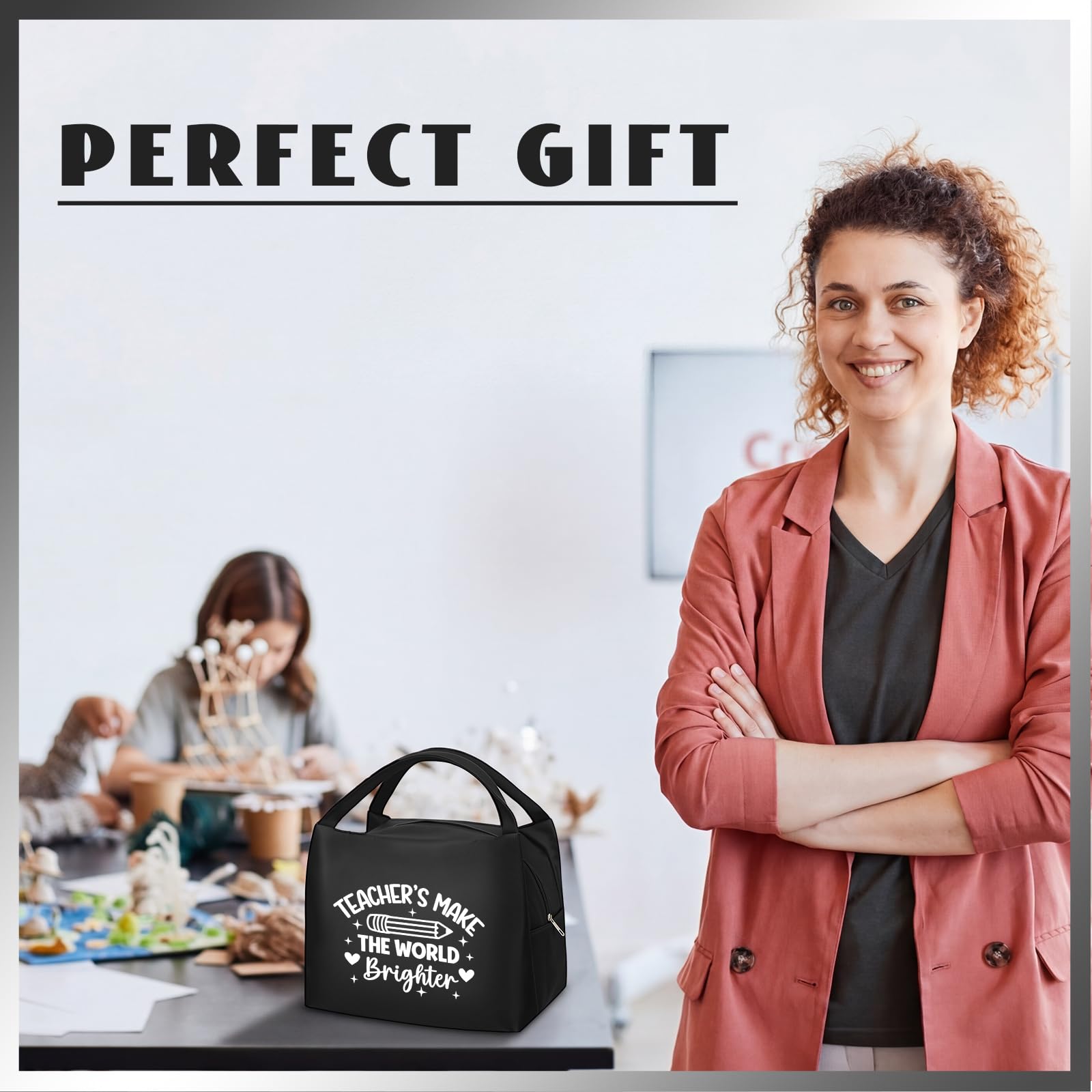 Isolierte Lunchtasche, wiederverwendbar, auslaufsicher, mit Aluminiumfolie innen, wasserdicht, Geschenk für Männer und Frauen (einfach)
