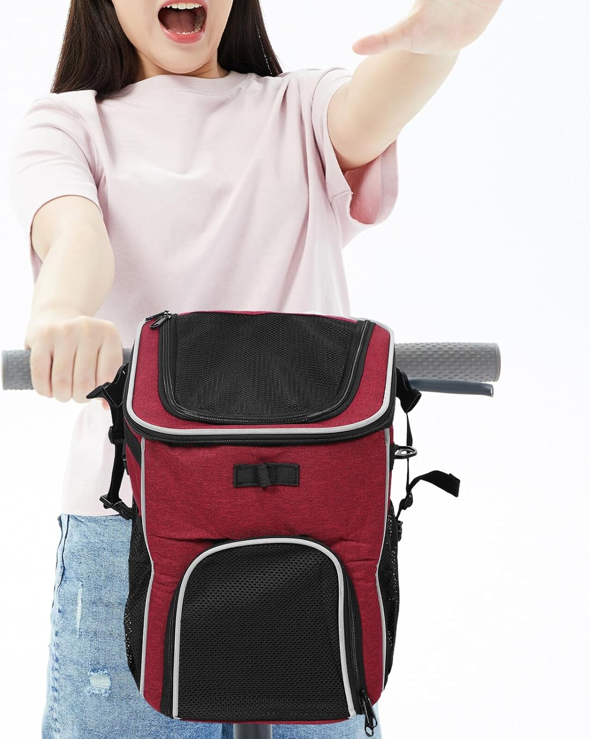 Pet Carrier Backpack Dog Travel Carrier Small Cycling Backpack Removable Portable Outdoor Pet Transport Bag for Dogs and Puppies