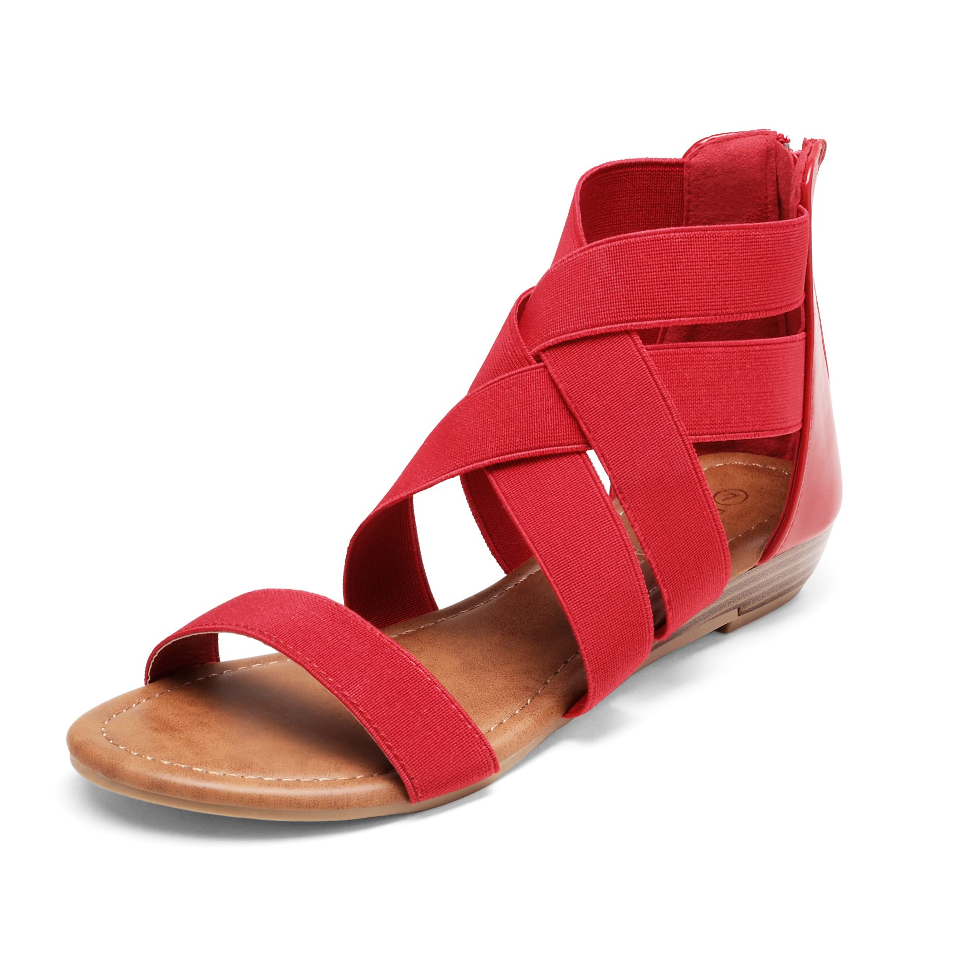 Women's Elastic Ankle Strap Low Wedges Sandals