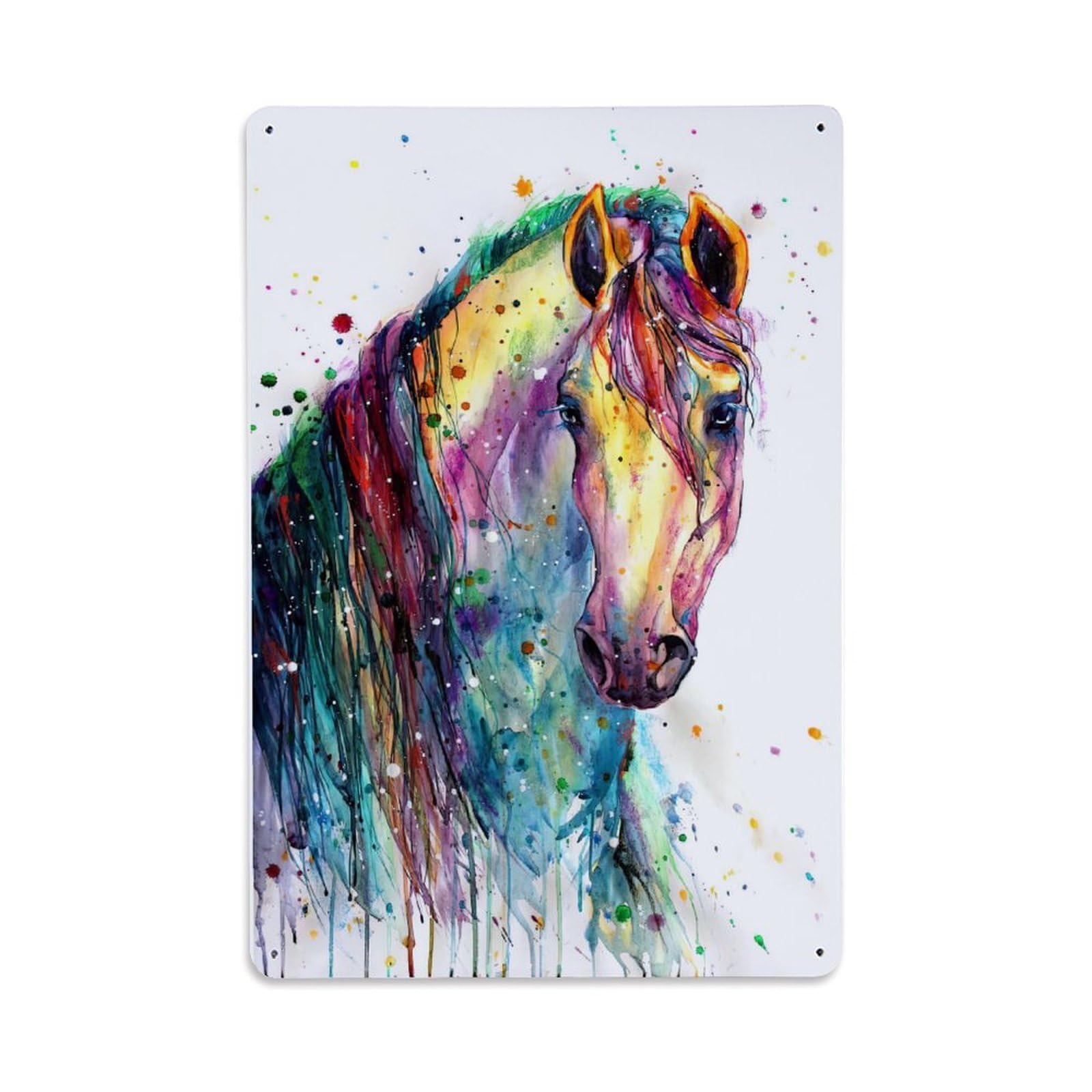 Animal Colorful Horses Metal Tin Sign Plaque Wall Decor for Cafe, Club Bar, Office, Home Garden Metal Poster 8x12Inch