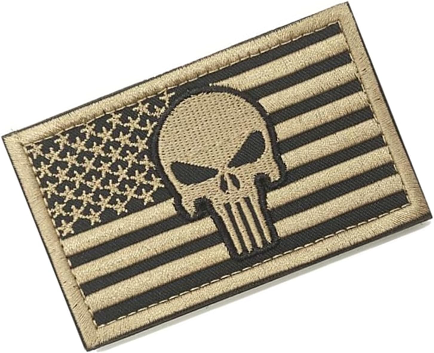 1Pcs National Flag Patches, Skull Pattern Hook and Loop Badge Patches, Warrior Morale Patches, DIY Clothing, Backpacks, Jackets, Hats and Decorative Accessories (Khaki) image 2