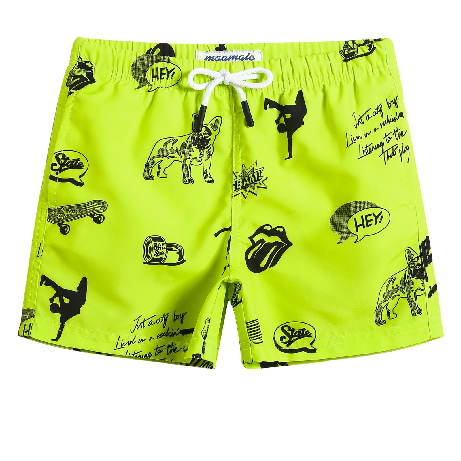 MaaMgic Kleine Jungen Badeshorts Schnelltrocknend Boardshorts mit Mesh-Futter Taschen und Verstellbarem Tunnelzug MEHRWEG
