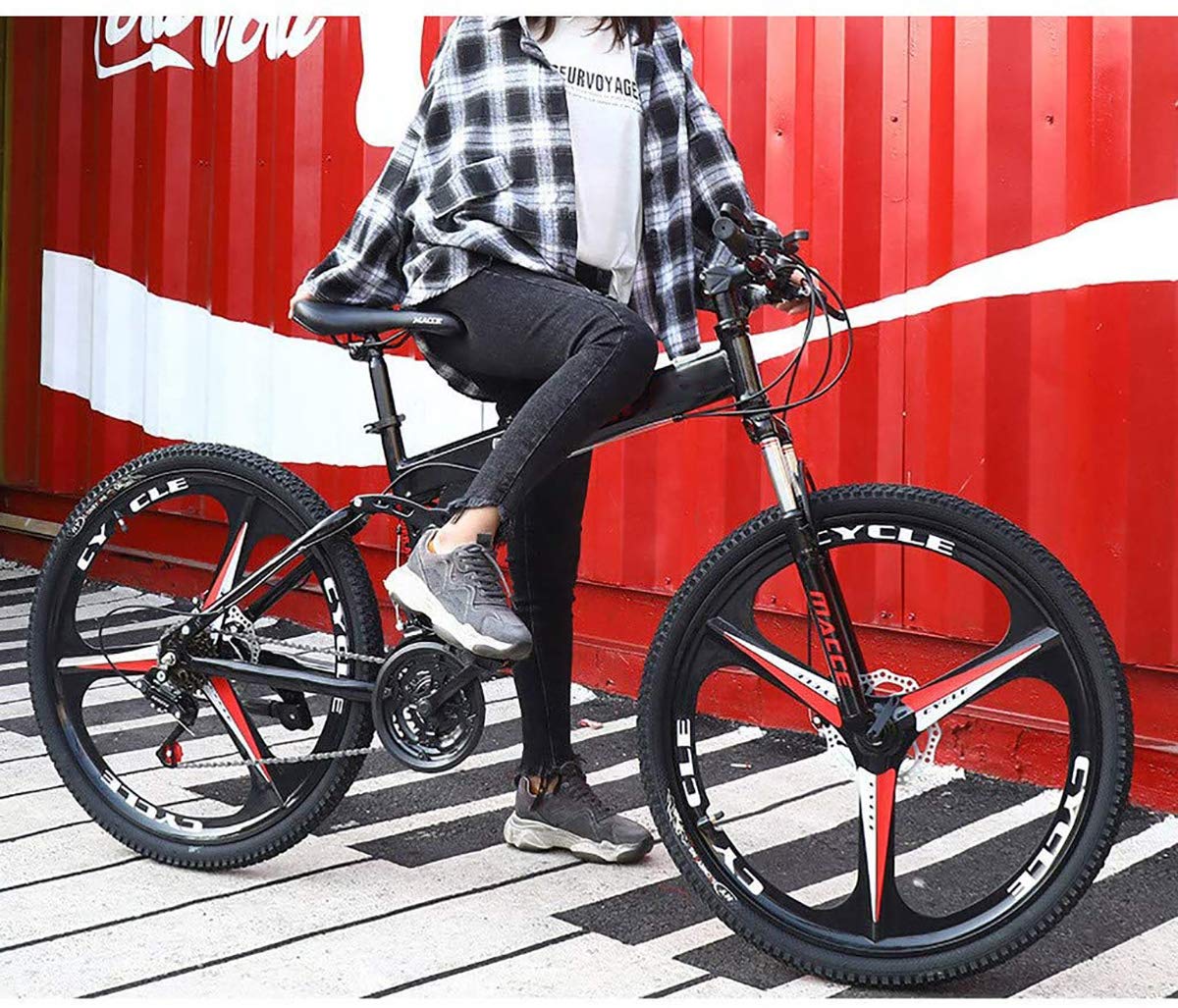 Folding Bike, Mountain Bike Pieghevole,Unisex Adulto Folding MTB Bicicletta, 24 * 26 Pollici 21 * 24 * 27 velocità della Bici di Montagna