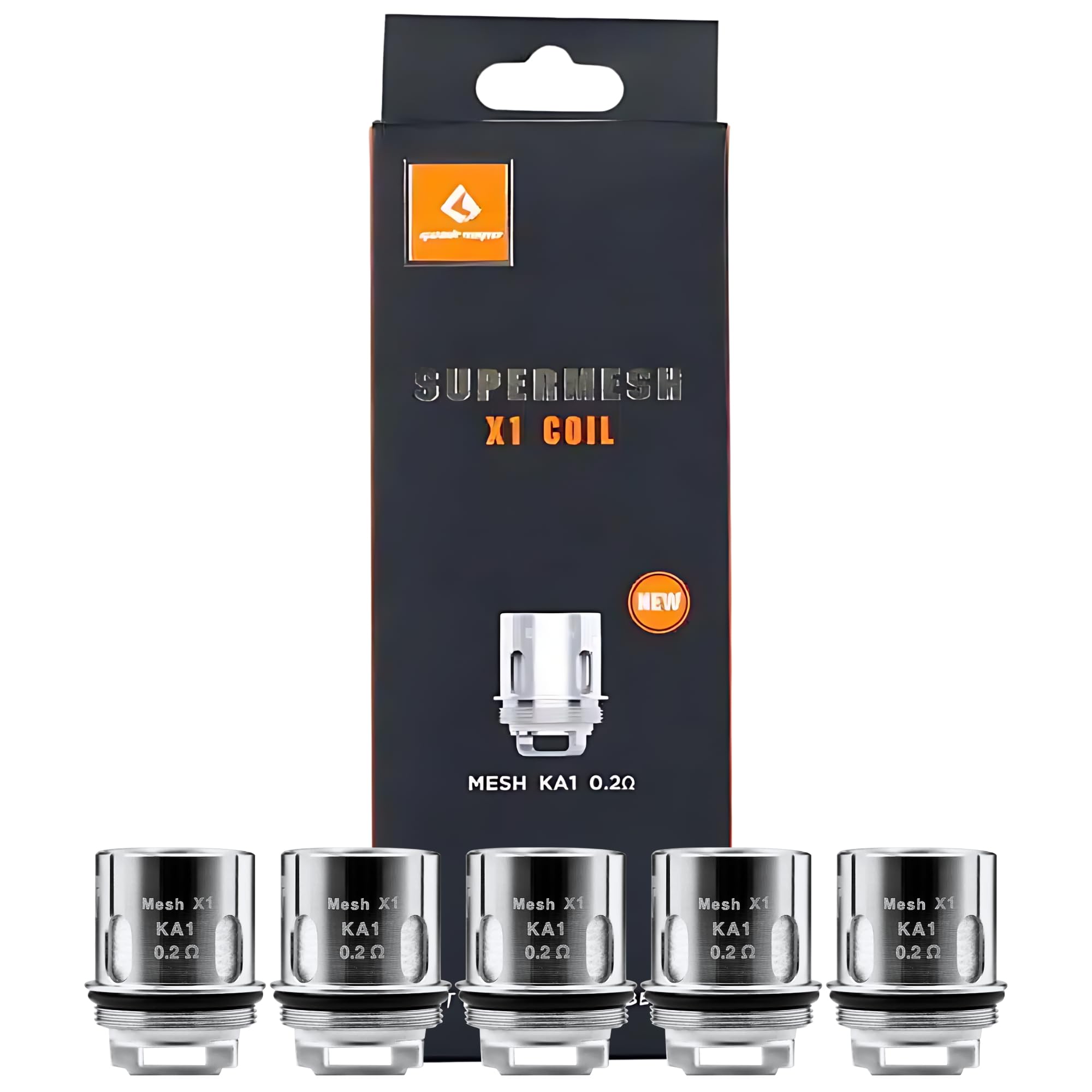 Geekvape Supermesh X1 Coils [0.2ohm | 60-70W] 5 Pack - DTL Vaping, Mesh Coil, Sub Ohm Coils for Cerberus Tank, Aegis Solo & Mini Kits