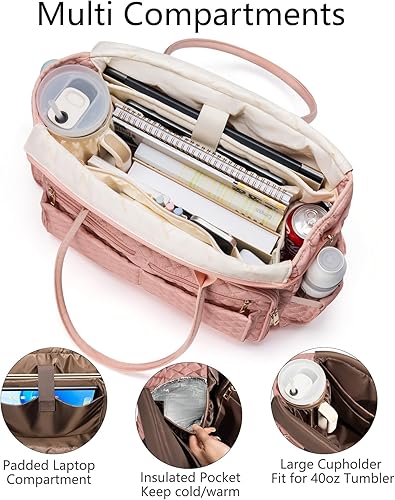 Miniatura 3 de Teacher Bags for Women, 15.6 inch Laptop Work Tote Bag Quilted Nurse Bible Computer Shoulder Bag for School Travel | Dream Tote Work Bag, with 40oz