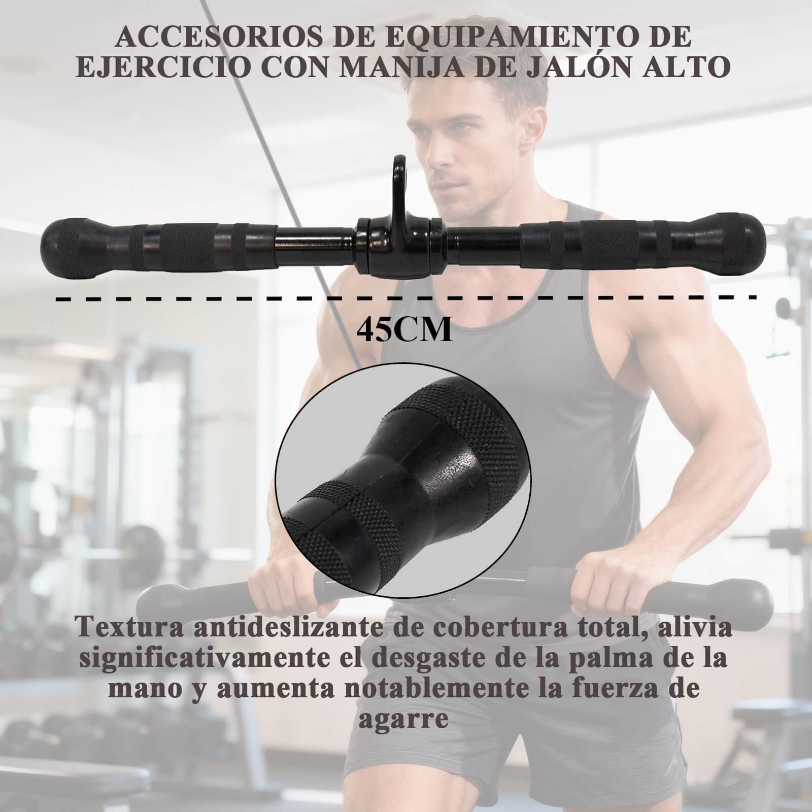 Agarres Poleas Gym, Kit de Cable Triceps con Mango en V y Cuerda Doble, Negro, 5 Piezas para Entrenamiento de Fuerza,Polea Gimnasio Casa