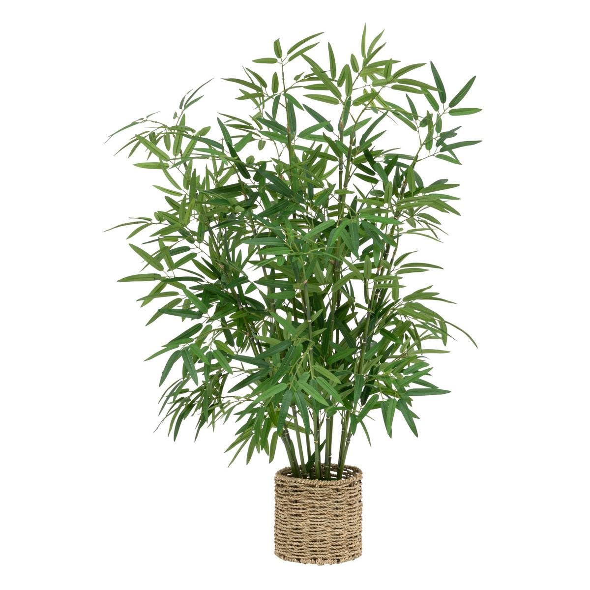 Atmosphera - Bambou Artificiel avec Pot en Paille, H 100 cm, Aspect Réaliste - Plante Décorative pour Intérieur, Salon, Entrée