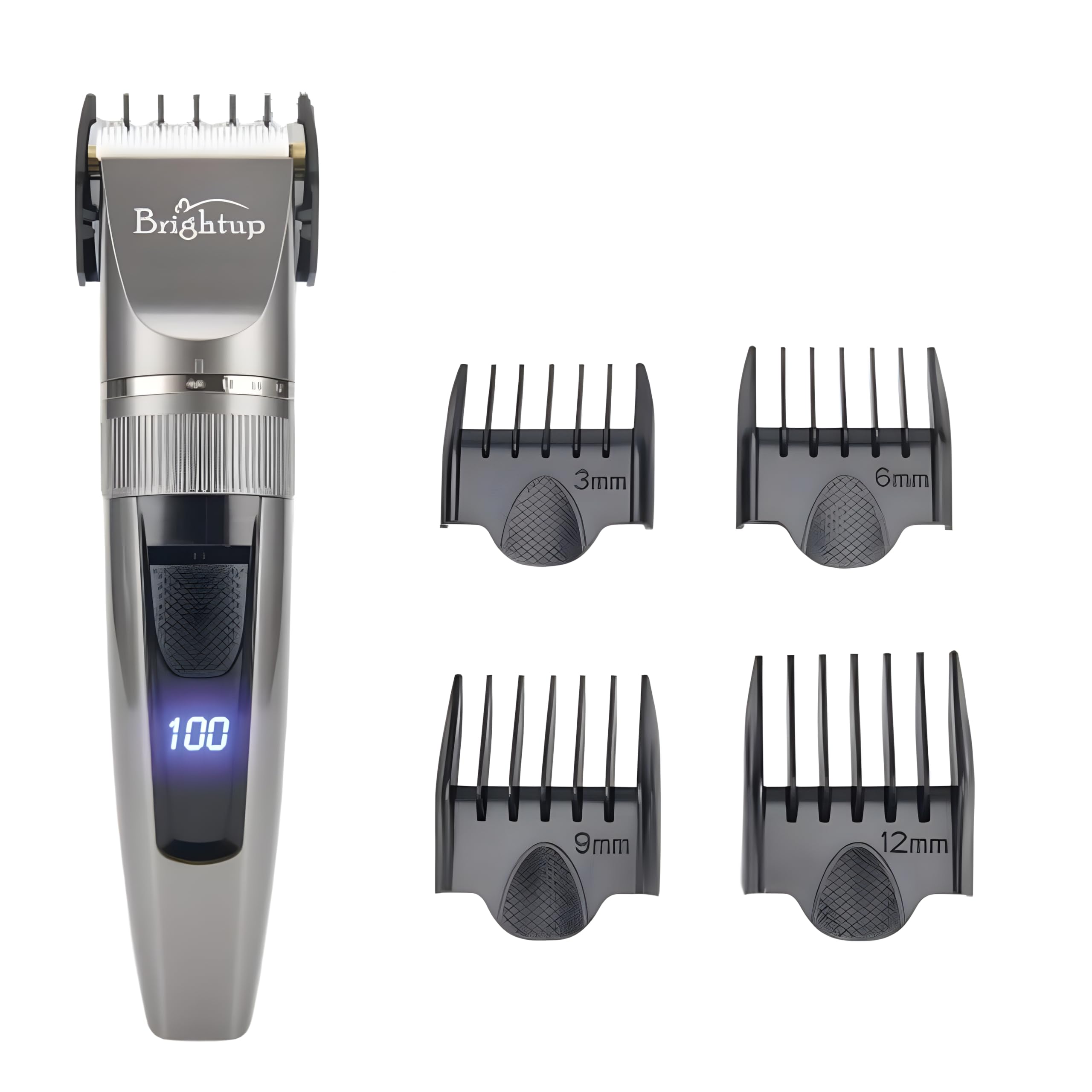 Brightup Battery Powered Skin Protect Beard Trimmer for Men, Cordless Rechargeable with USB Charging, Professional Hair Clipper 90 Min Working Time, Charging Indicator (Black)