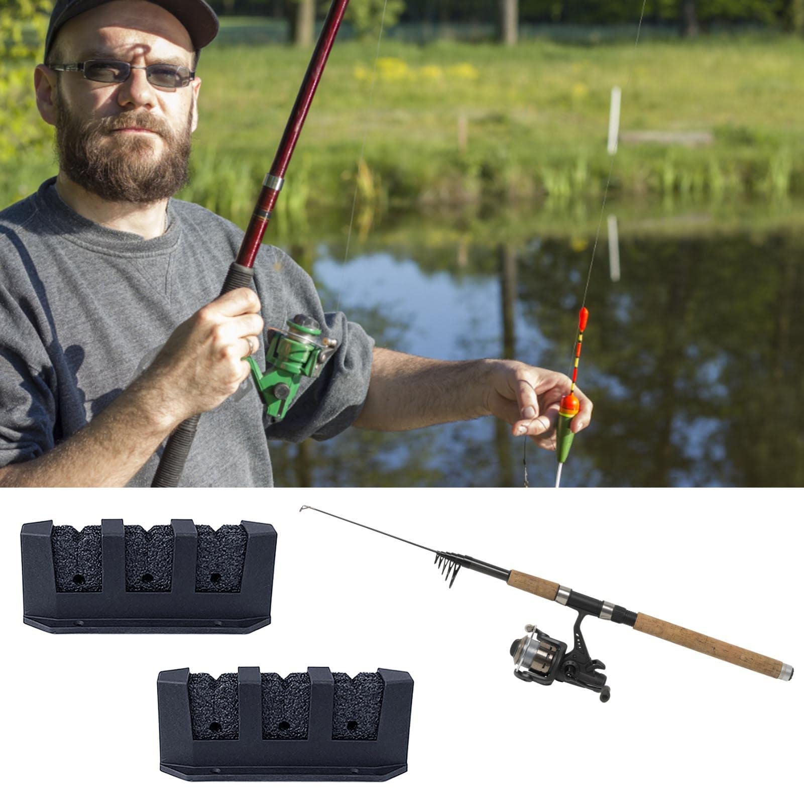 Horizontal Fishing Rod Holders Wall-Mounted – ABS Fishing Rod Racks Fishing Holder for Garage and Boat, Fishing Rod Rack, Holds 3 Or 4 Fishing Rods