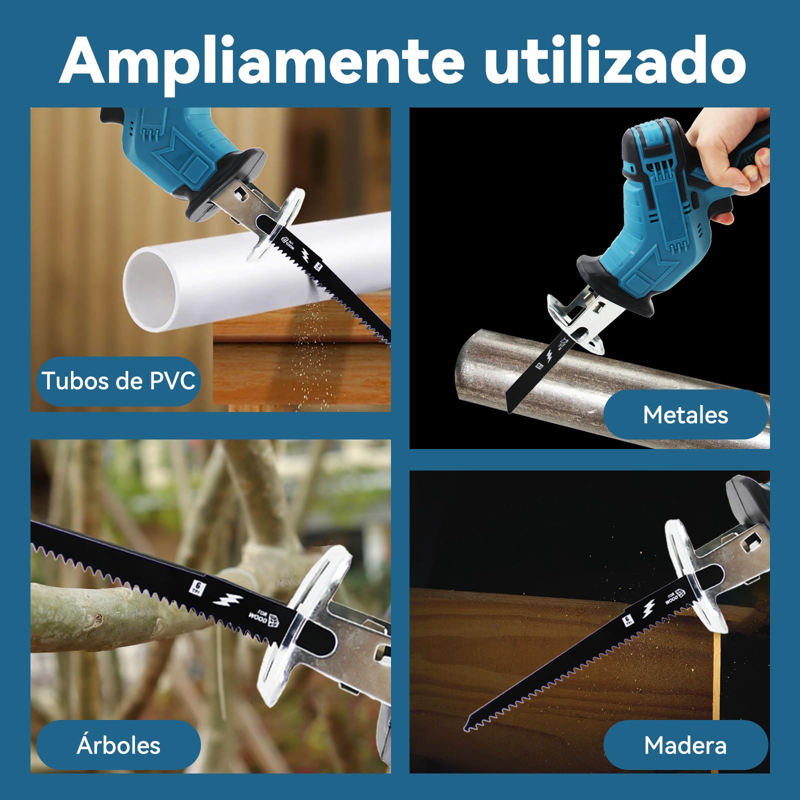 Sierra alternadora eléctrica inalámbrica con 4 cuchillas – Compatible con batería Makita 18 V – Para madera y metal – Sin batería ni cargador