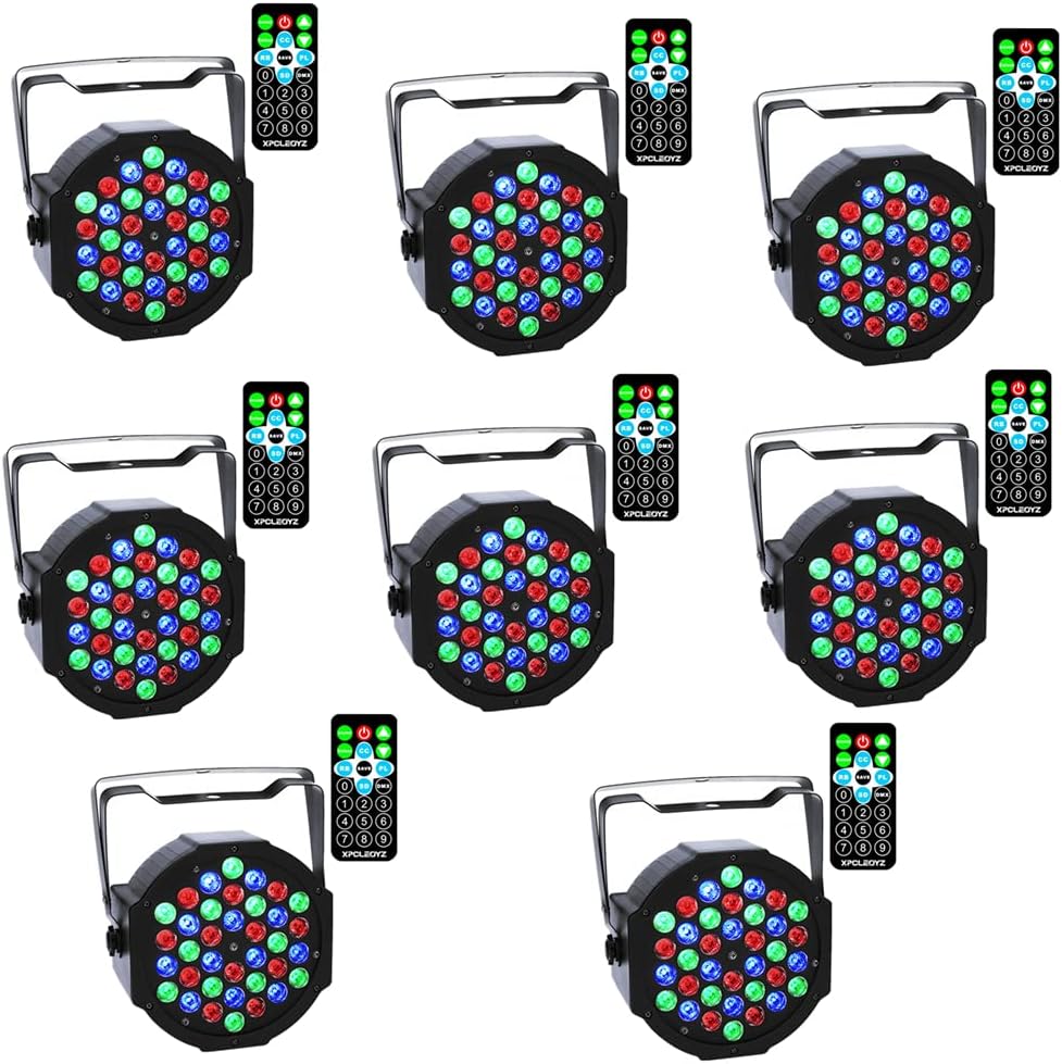 LED Up Lighting 36x3W RGB Stage Light, Sound Activated DMX Lighting Dj Par Can Lights with Remote Control for Birthday Party Wedding Bar Club Home Christmas Halloween Festival (8Pack) …