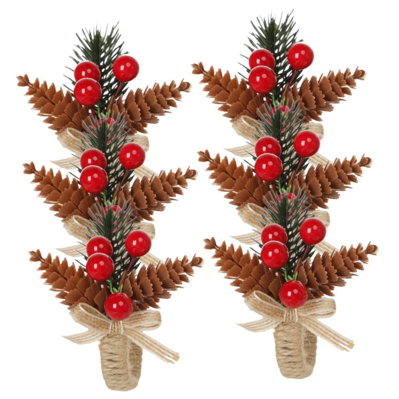 PRETYZOOM 12 Pièces Ronds De Serviette en Pomme De Pin Pinces à Serviettes pour Hôtel Rond De Serviette Ronds De Serviette De Noël Baies Noël Vaisselle De Lin