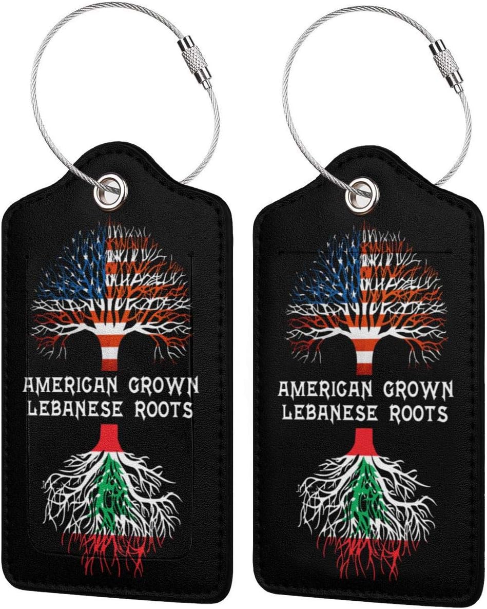 American Grown With Lebanese Roots Leather Luggage Tag