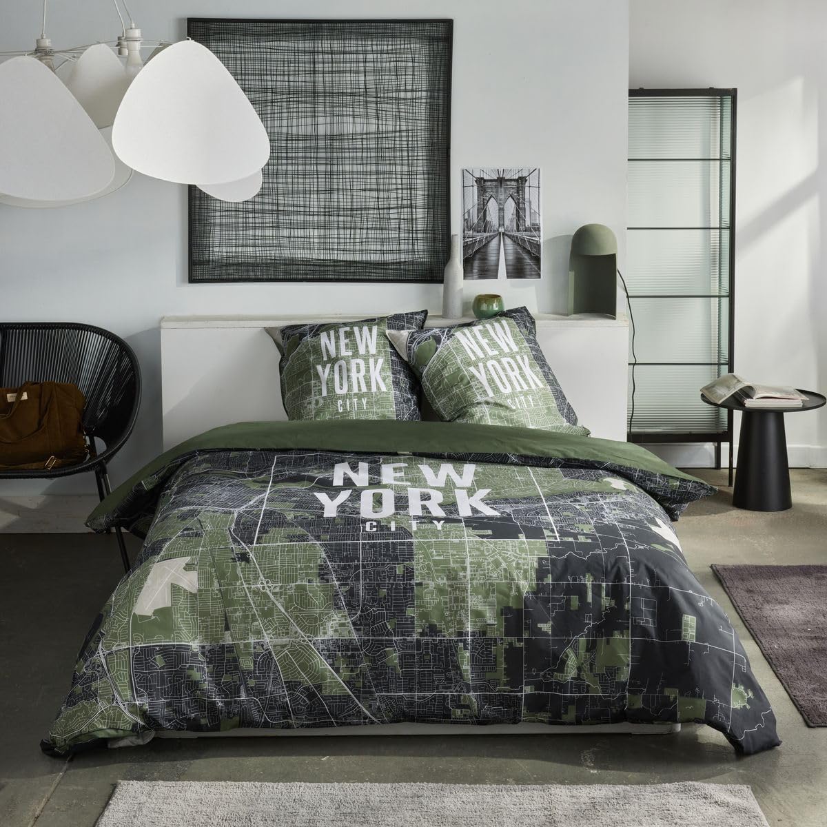 TODAY Double Duvet Cover Set, Cotton, Green, 220 x 240 cm