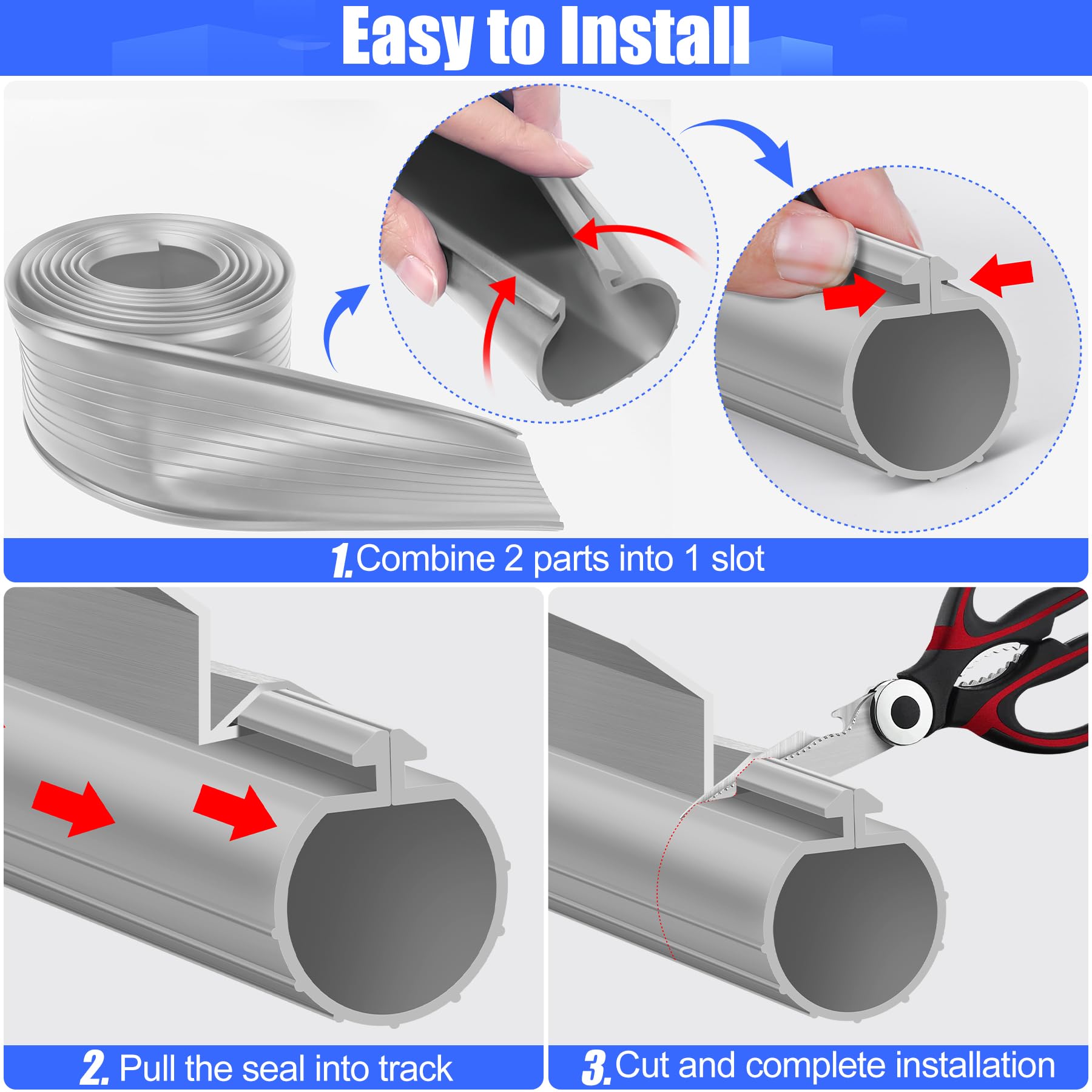 ToLanbbt Joint d'étanchéité de bas de porte de garage de 5,2 m pour Clopay, en caoutchouc EPDM pour porte de garage simple, bloque les vents froids/chauds, noir