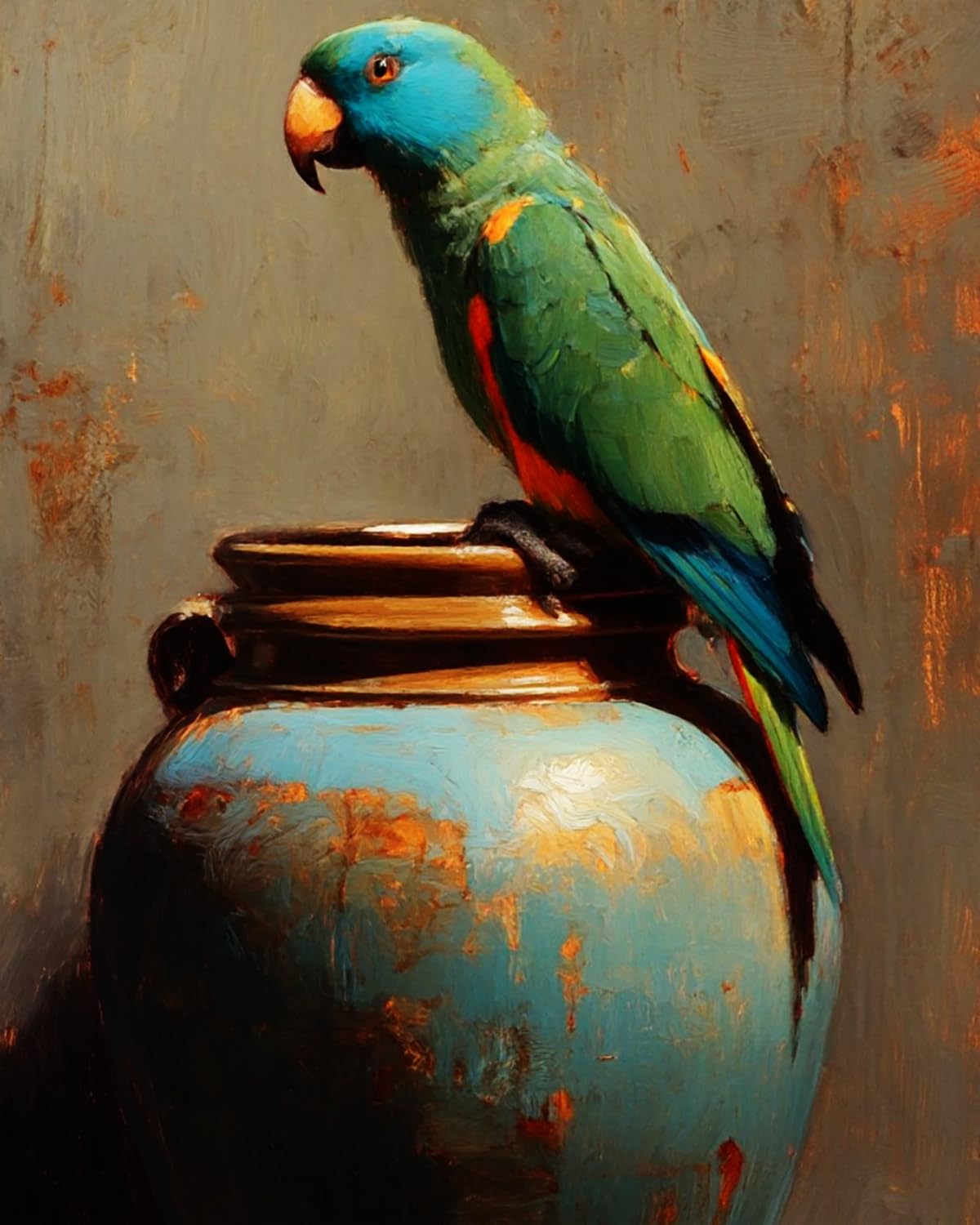 Liubaishi Multicolour Paint By Numbers For Adults, Colourful Parrot On Vase, 40X50 Cm Acrylic Canvas Painting Kit With 3 Brushes