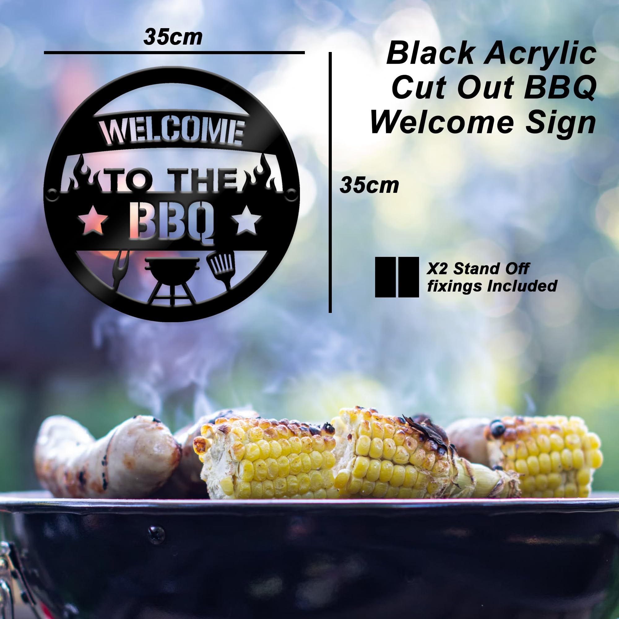 BBQ Welcome Sign Barbecue Welcome Plaque 23x23 / 35x35cm Wall Fence Mounted Garden Signs For Gardener Outdoor Weatherproof Decor Plaques (Large - Image 4