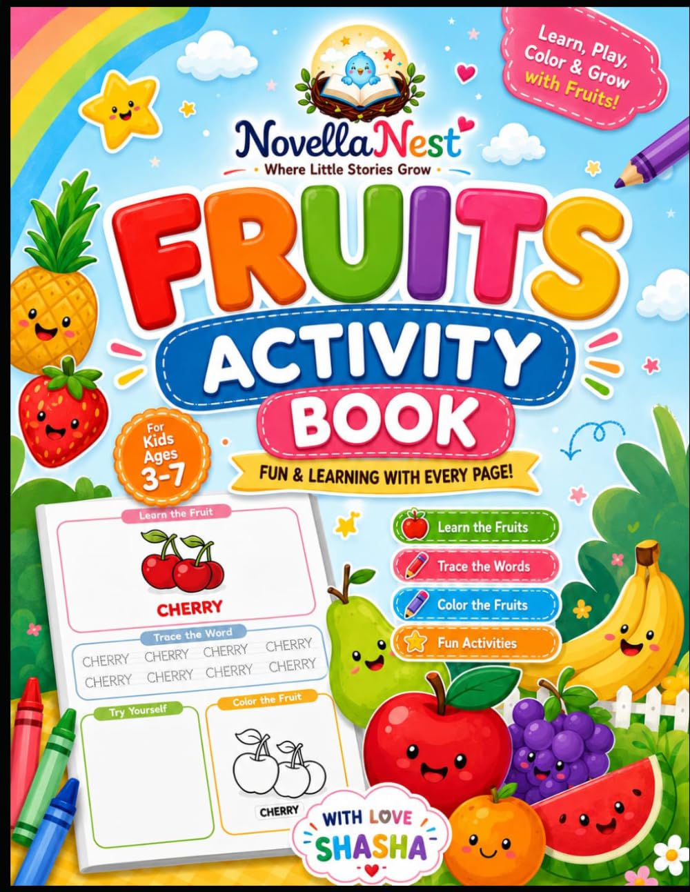 Fruits Activity Book: Fruits Activity Book for Little Learners