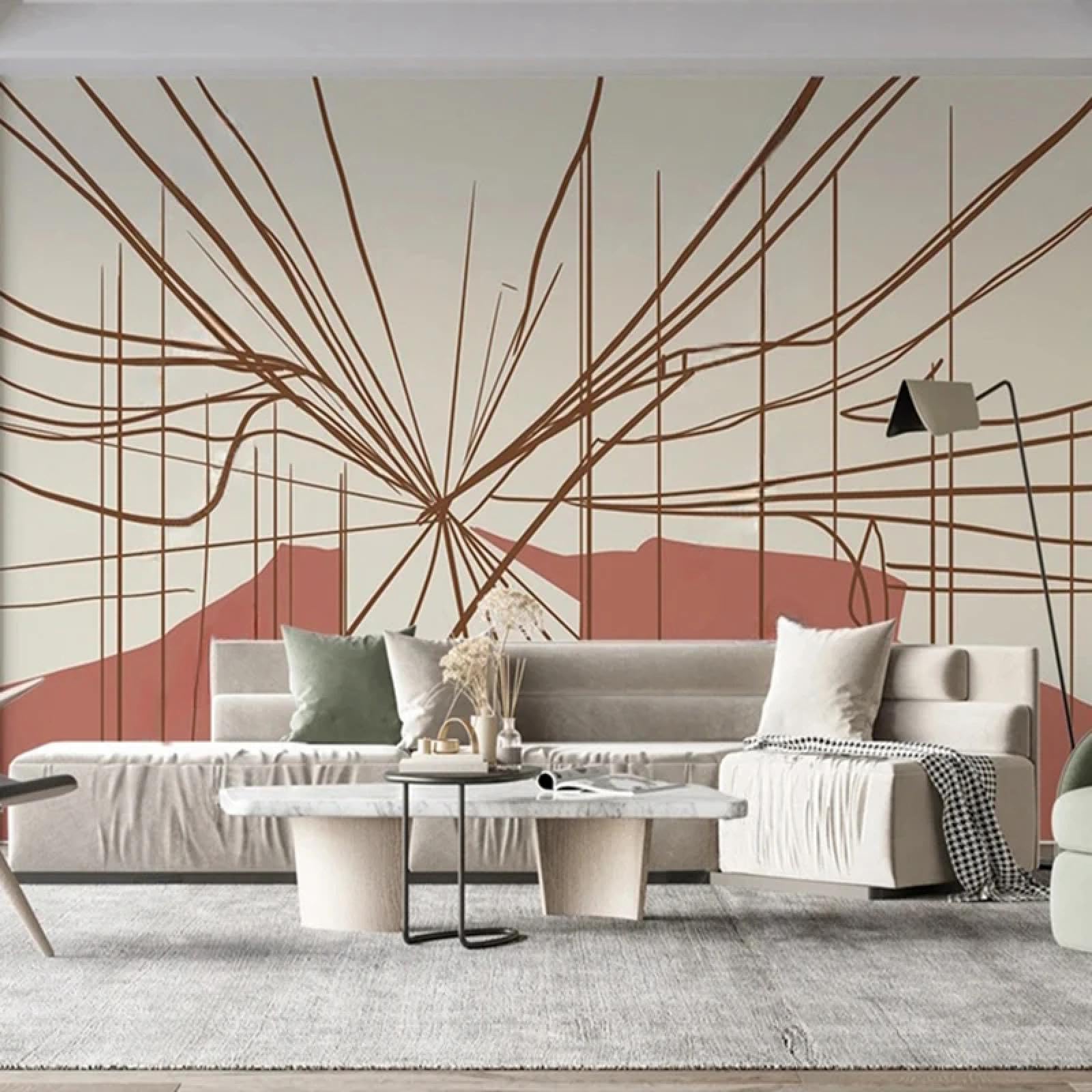 Papier peint géométrique moderne pour habiller un fond de canapé vide