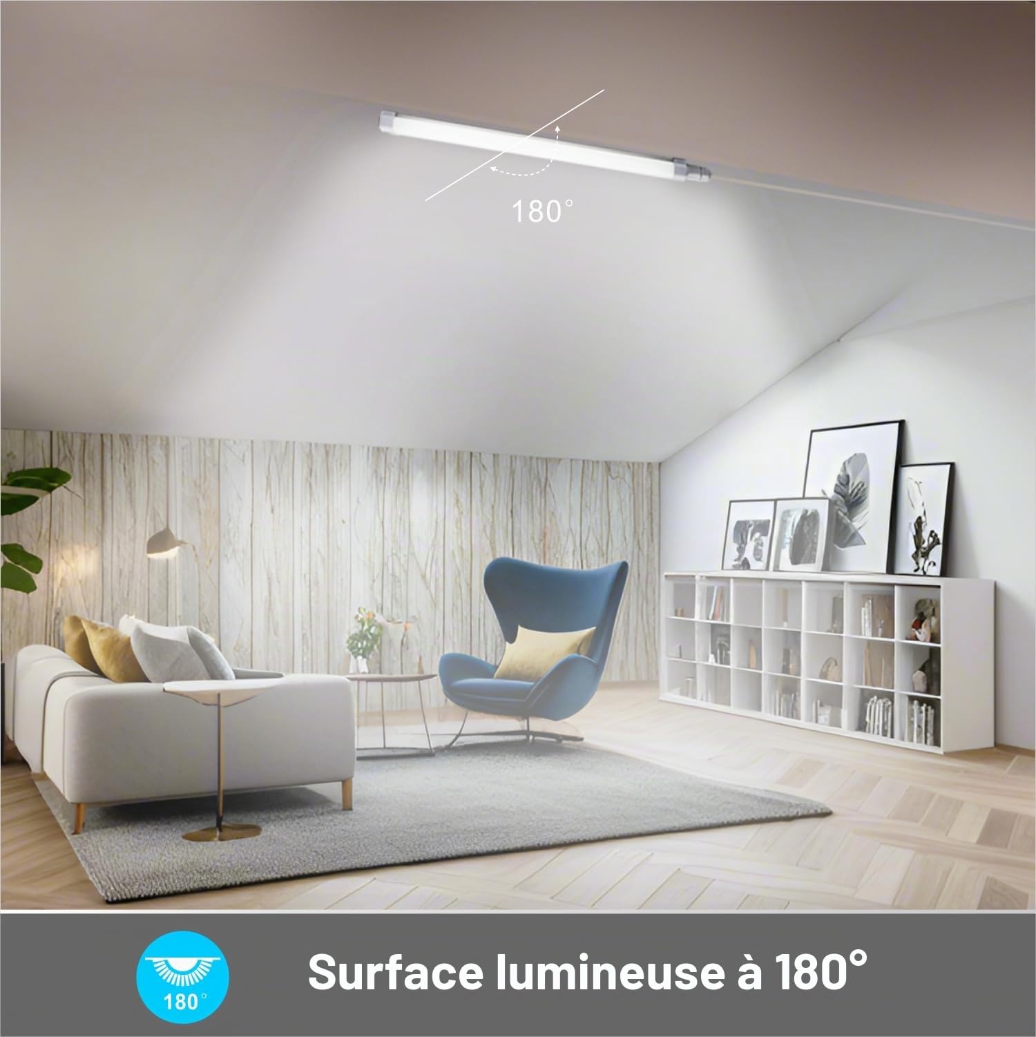 Reglette LED 120 cm 30W 3420LM 6500K Blanc Froid IP65 Étanche Lot de 2