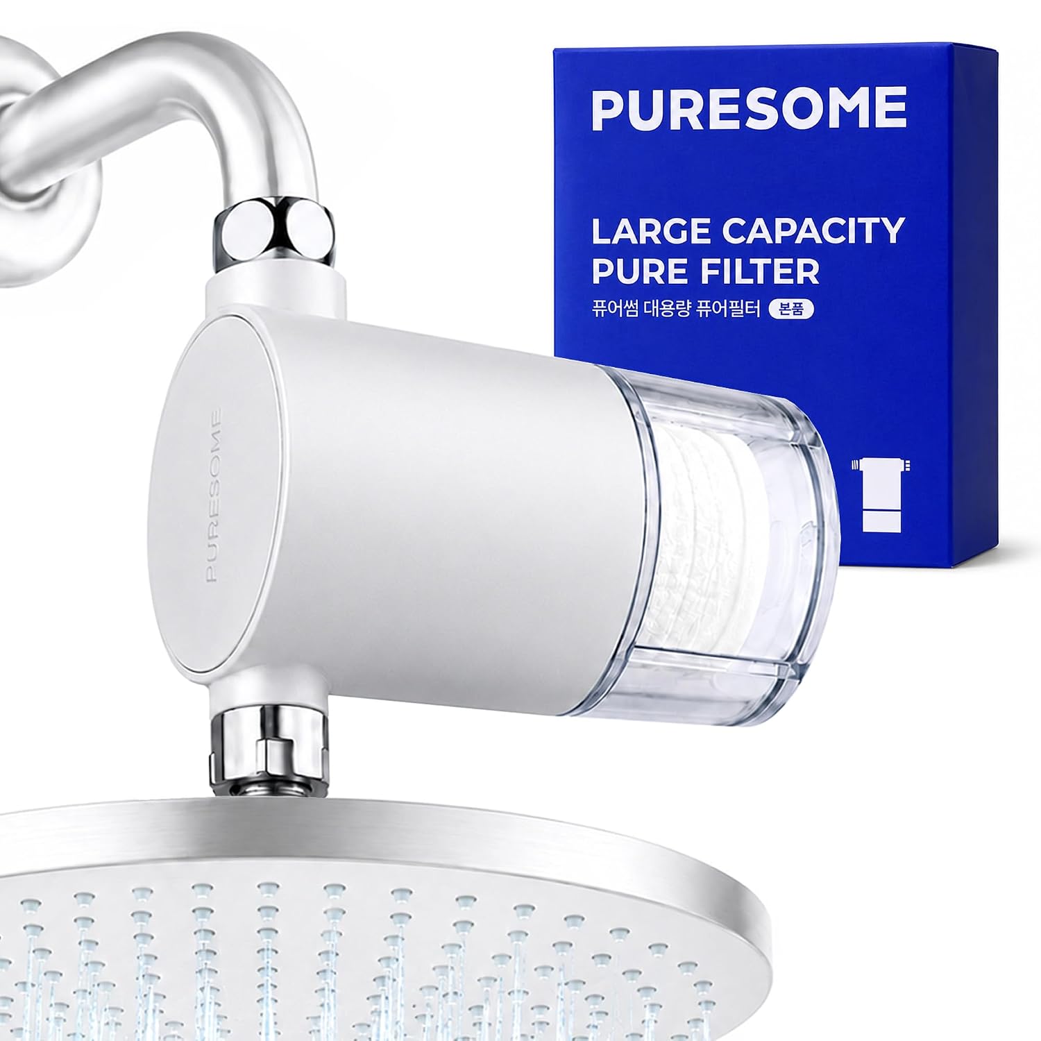 BODYLUV Puresome Shower Filter for Rain & Large Shower Heads — Korea's #1 Filter, Reduces Rust, Sediment & Microplastics for Skin and Hair, 4+ Months, Universal Fit, Made in Korea