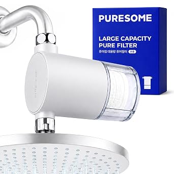 BODYLUV Puresome Shower Filter for Rain & Large Shower Heads Koreas #1 Filter, Reduces Rust, Sediment & Microplastics for Skin and Hair, 4+ Months, Universal Fit, Made in Korea