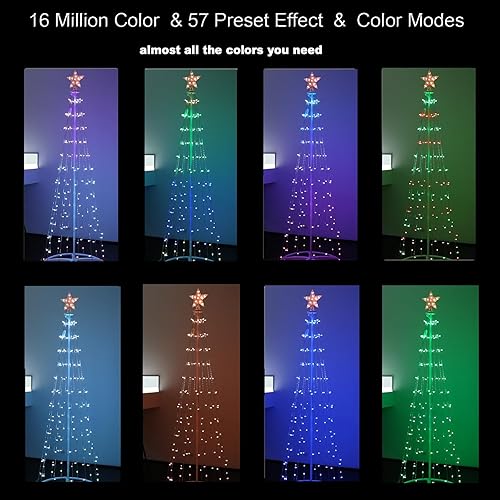 Miniatura 2 de Vigdur Árbol de Navidad LED para exteriores, árbol de Navidad iluminado de 6 pies con control remoto, temporizador, control de aplicación, árboles