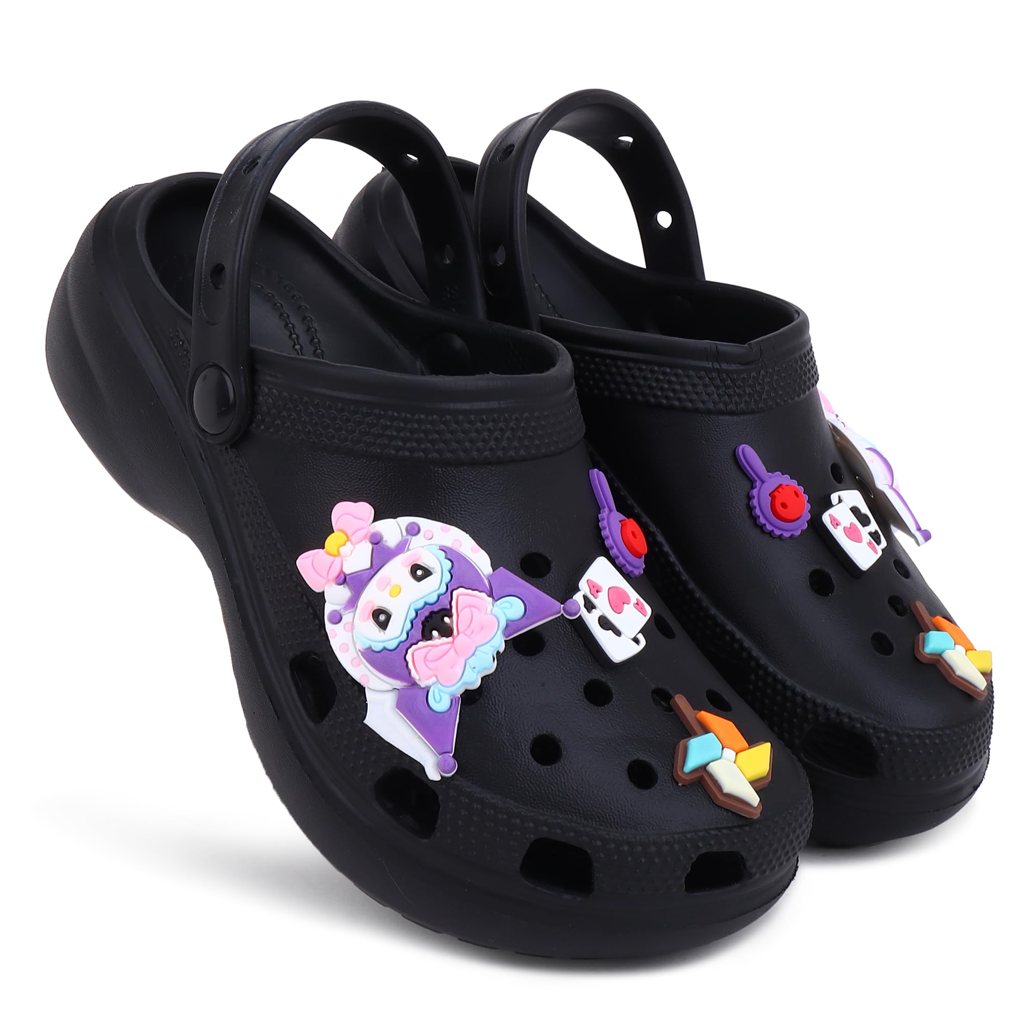 Dekkin Fashionable Comfortable Lightweight High Heel Clogs Slipper Sandal for Womens and Girls 180 Heart Design Black (B0D8JQF8GP) Amazon Price History, Amazon Price Tracker