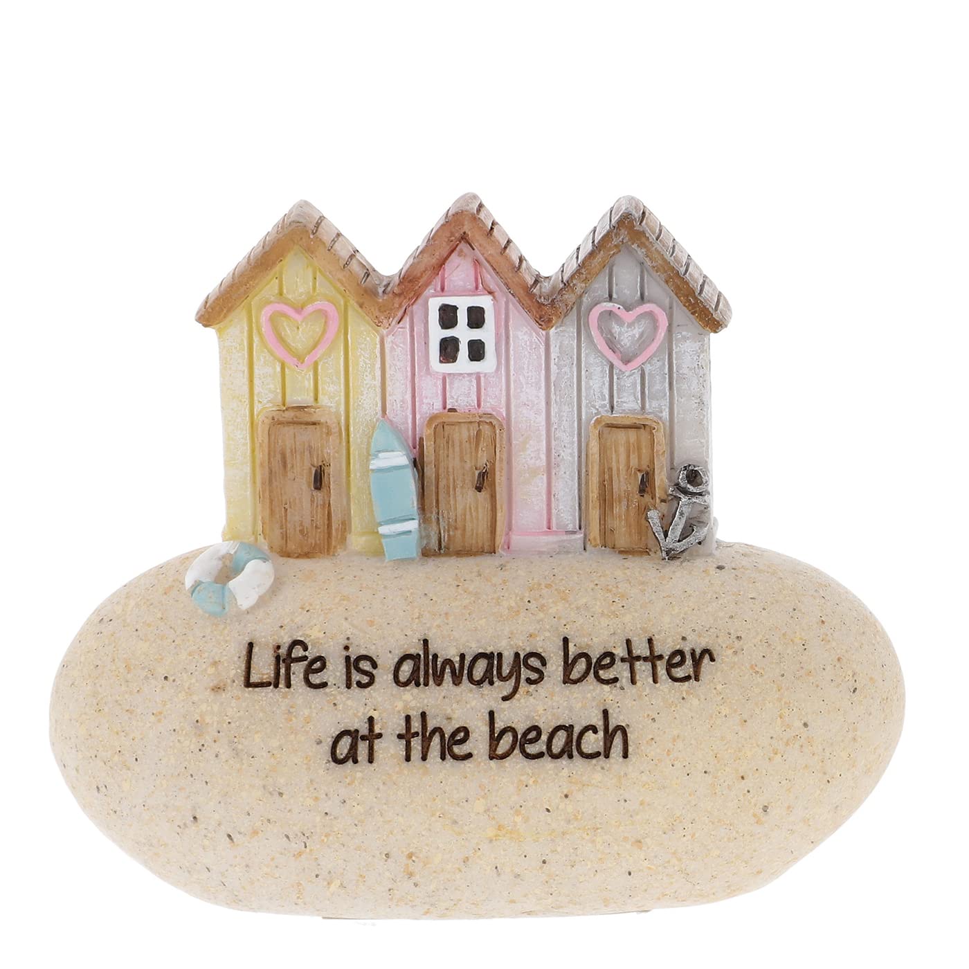Shudehill Giftware Life Is Always Better At The Beach Pebble Lane Cottage Collection, Sentiment Message, Perfect House Warming Gift Or Present (Life Is Always Better At The Beach)