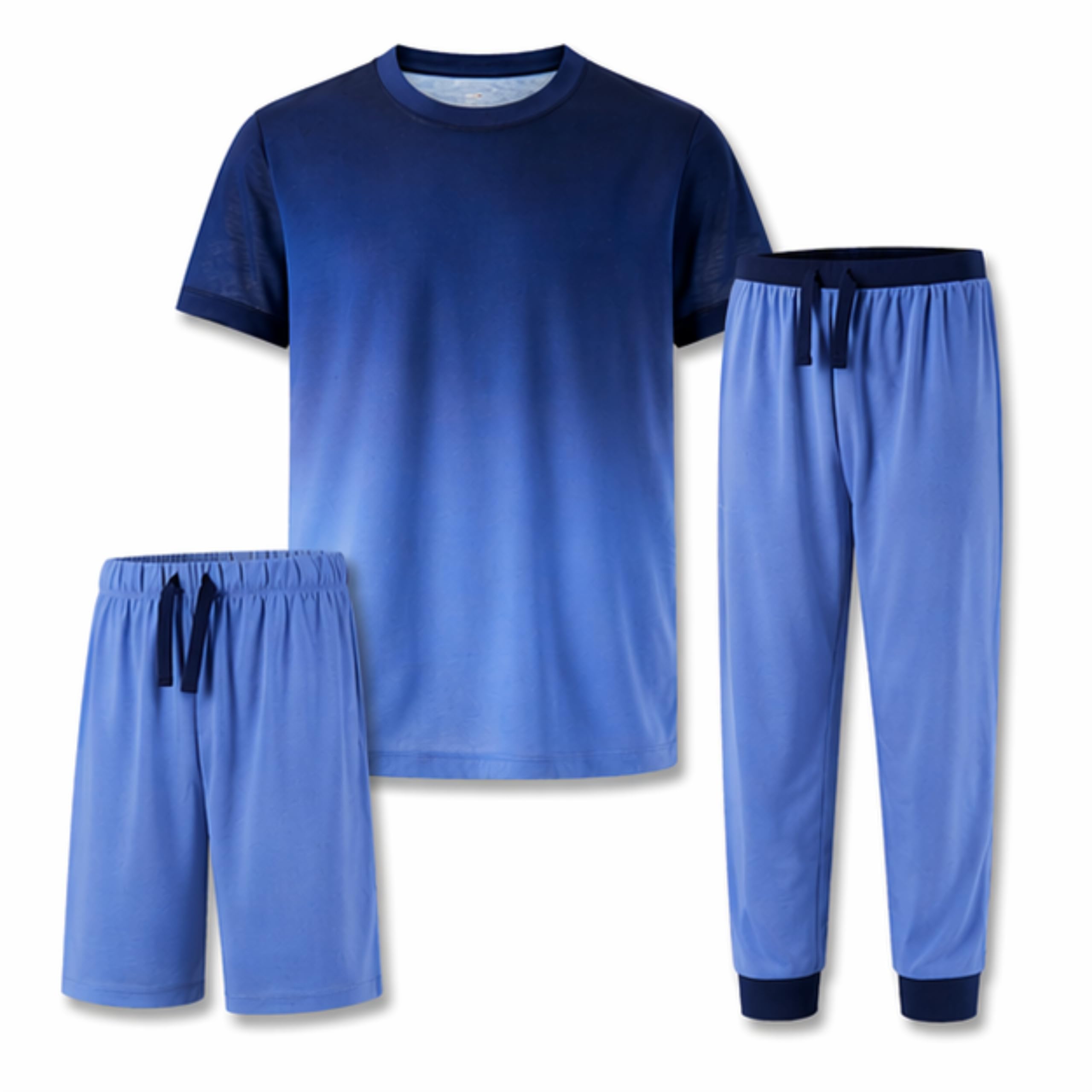 US Angels Boys Pajamas Set | 3-Piece Pant, Shirt, Shorts Sleepwear Pjs for Kids | Loose Fit, Soft, Breathable Blue Plaid