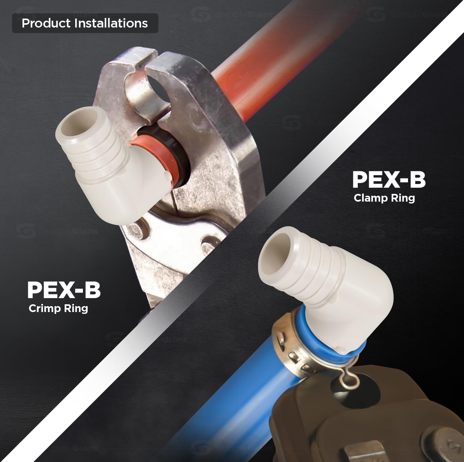 Supply Giant QQMO0056-5 Plastic PEX Poly Alloy 90 Degree Elbow Barb Pipe Fitting 3/4'' White (5 Pack)