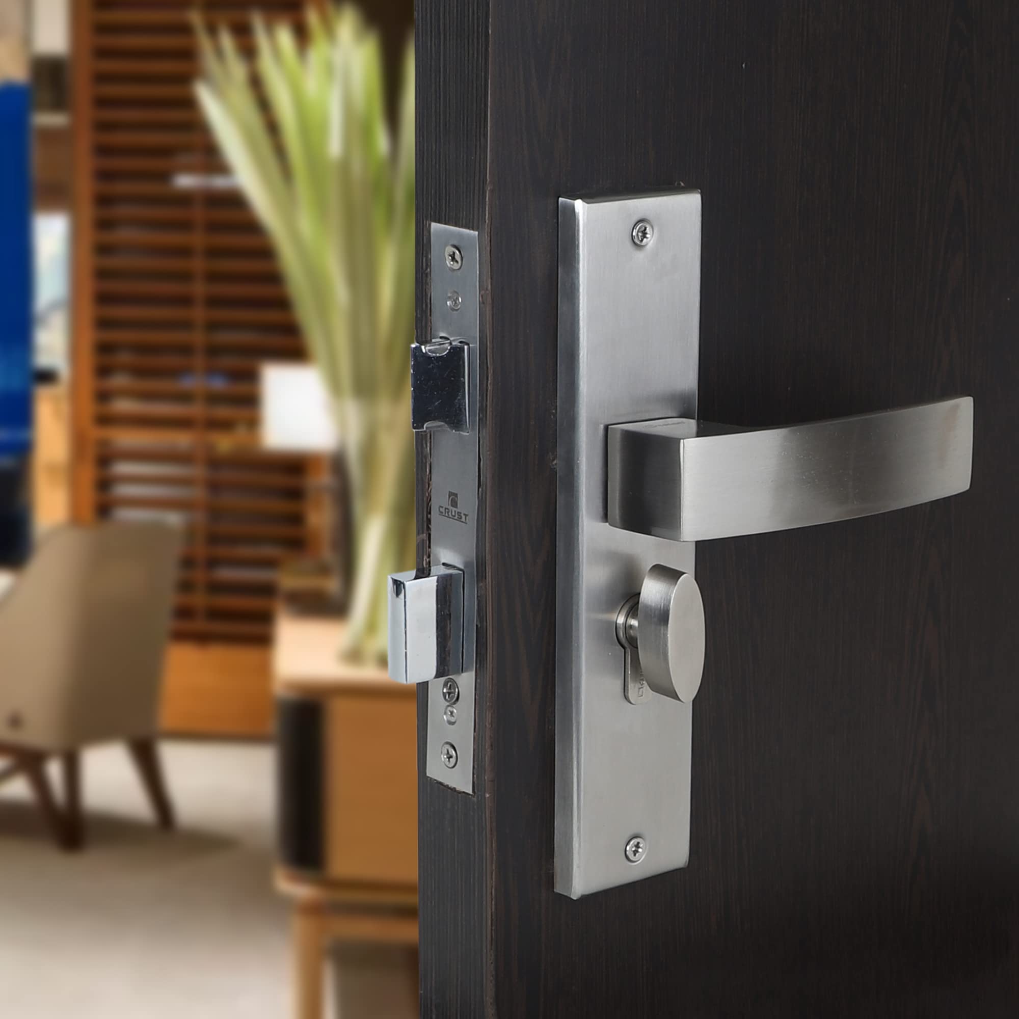 Blue Space Premium 8 Inch Cylindrical Plate Heavy Duty Mortise Door Lock with Door Handle Lock Set Body for Home