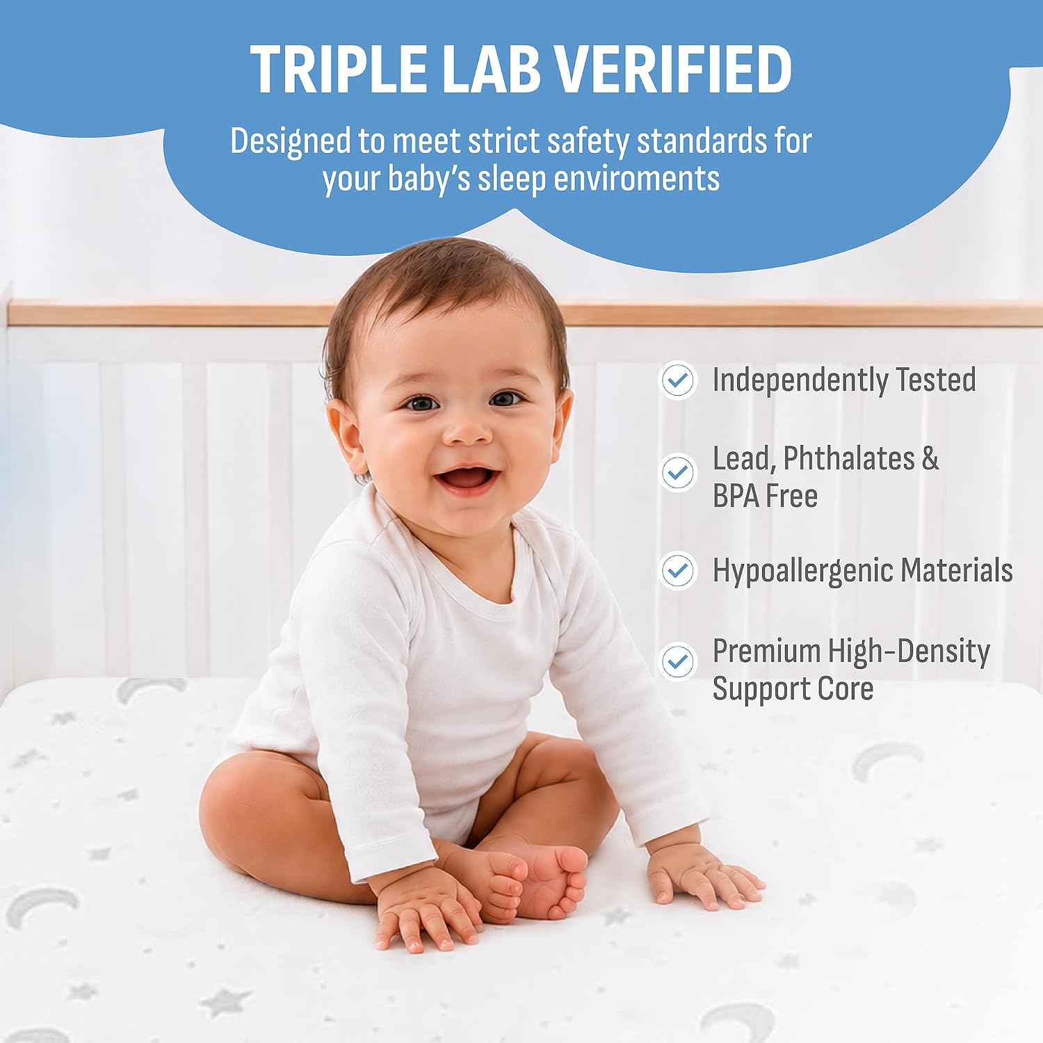 Pack n Play Mattresses (38x26x1.5) Bamboo Cover,Breathable,0 Waterproof,Non-Toxic,Washable I Dual-Sided Gel Memory Foam I Toddler&Baby Pack and Play Mattress Pad Fits Playard&Playpen