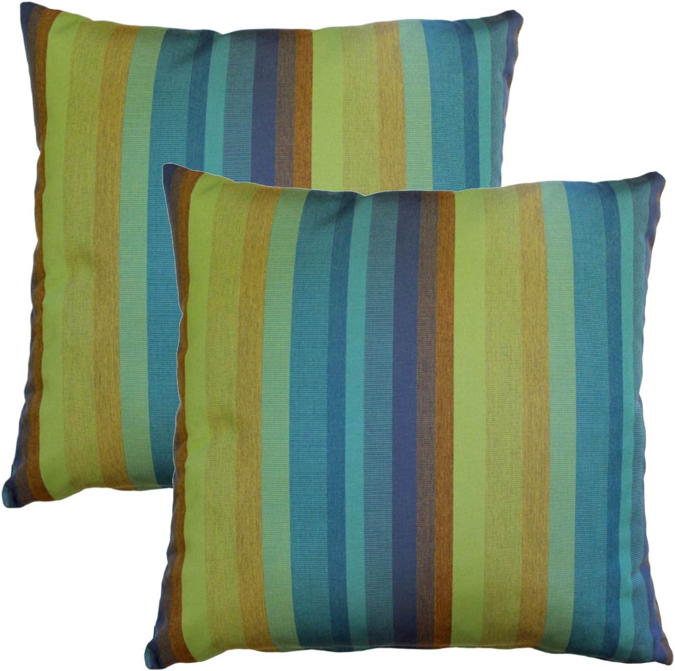PILLOW DÉCOR Sunbrella Outdoor Pillow, Astoria Lagoon, 20"x20" (Set of 2) - Inserts Included