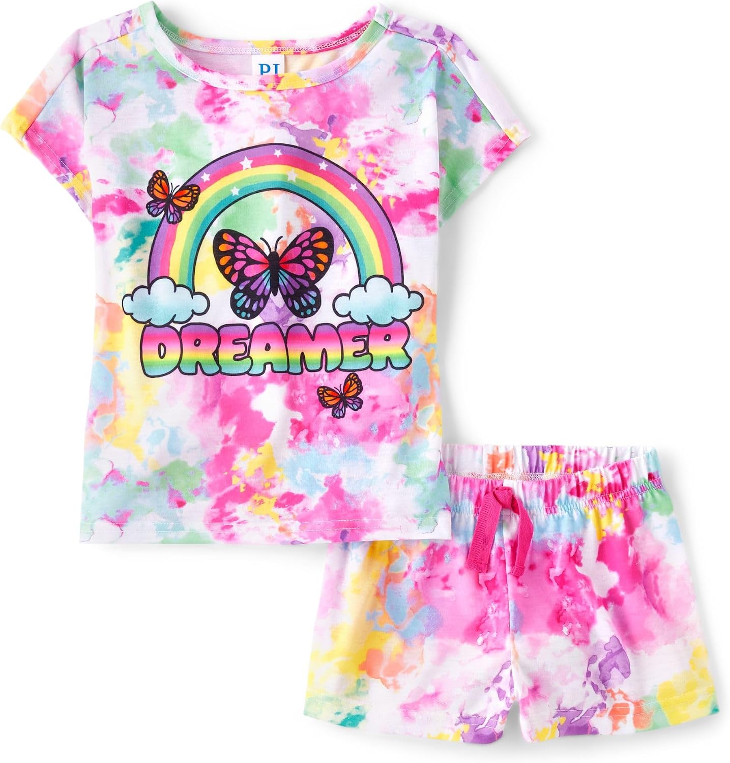 The Children's Place Girls' Short Sleeve Top and Shorts 2 Piece Pajama Set