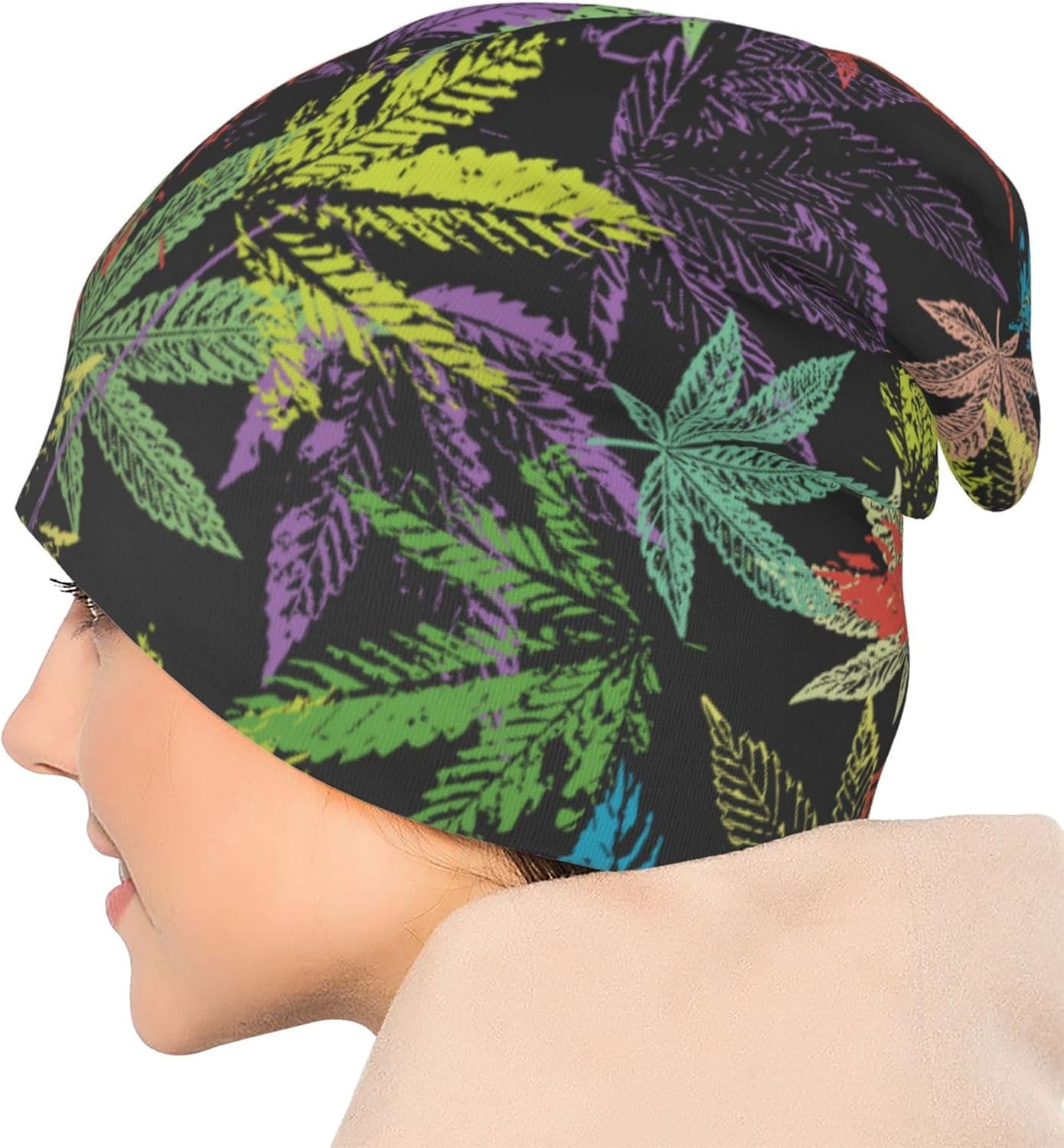 Skull Beanie for Women Men, Warm Stretch Knitted Beanies Hat Lightweight Casual Slouchy Cap Cancer Headwear - Image 6