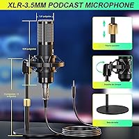 Vista 2 de Paquete de micrófono para podcast con mezclador de audio de tarjeta de sonido en vivo, equipo de podcast, placa de sonido con micrófono